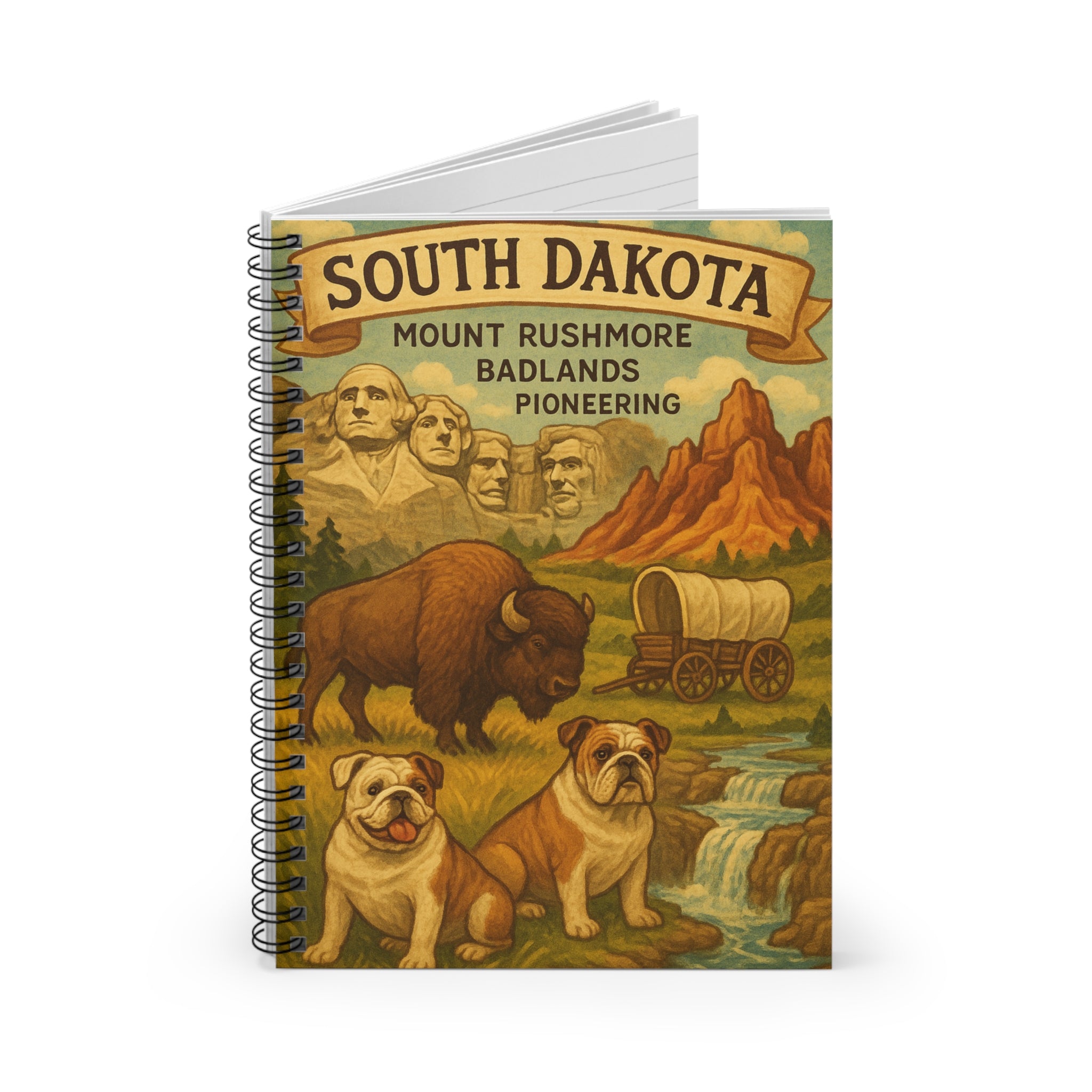 Vintage South Dakota Notebook, Travel Journal, Gift for Travelers, Scenic Notebook, Adventure Logbook, Nature Themed Spiral Pad