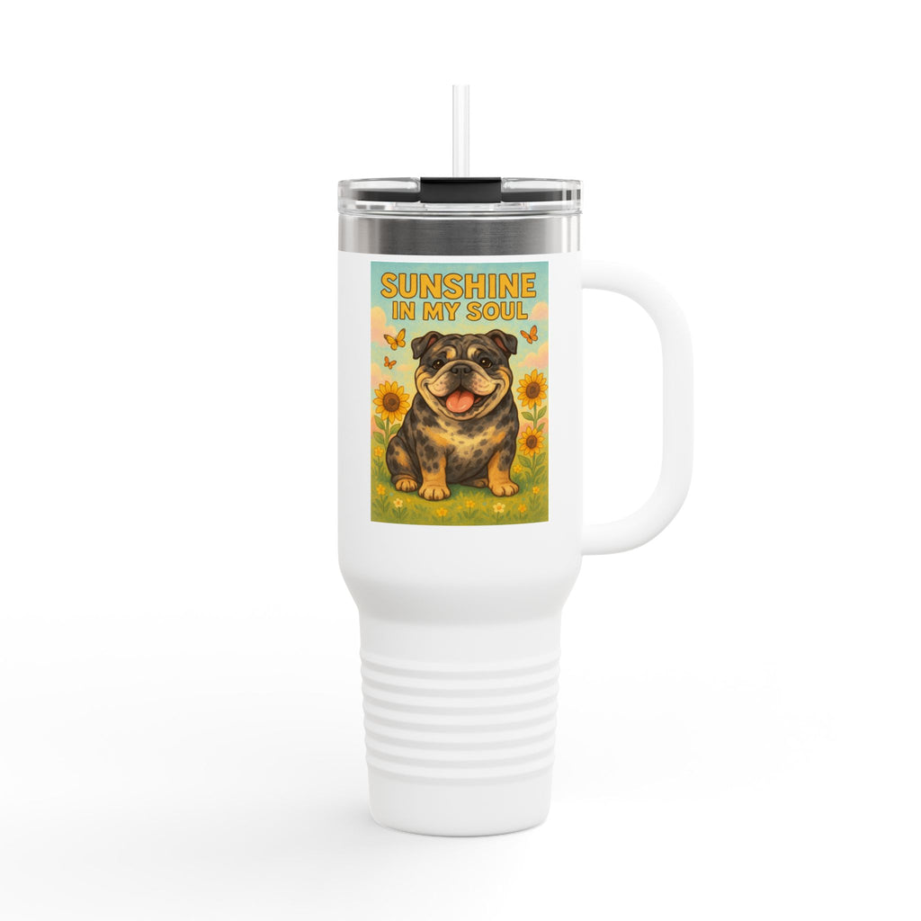Sunshine in My Soul Travel Mug, Insulated Mug for Coffee Lovers, Funny Dog Travel Coffee Cup, Perfect Gift for Bulldog Lovers