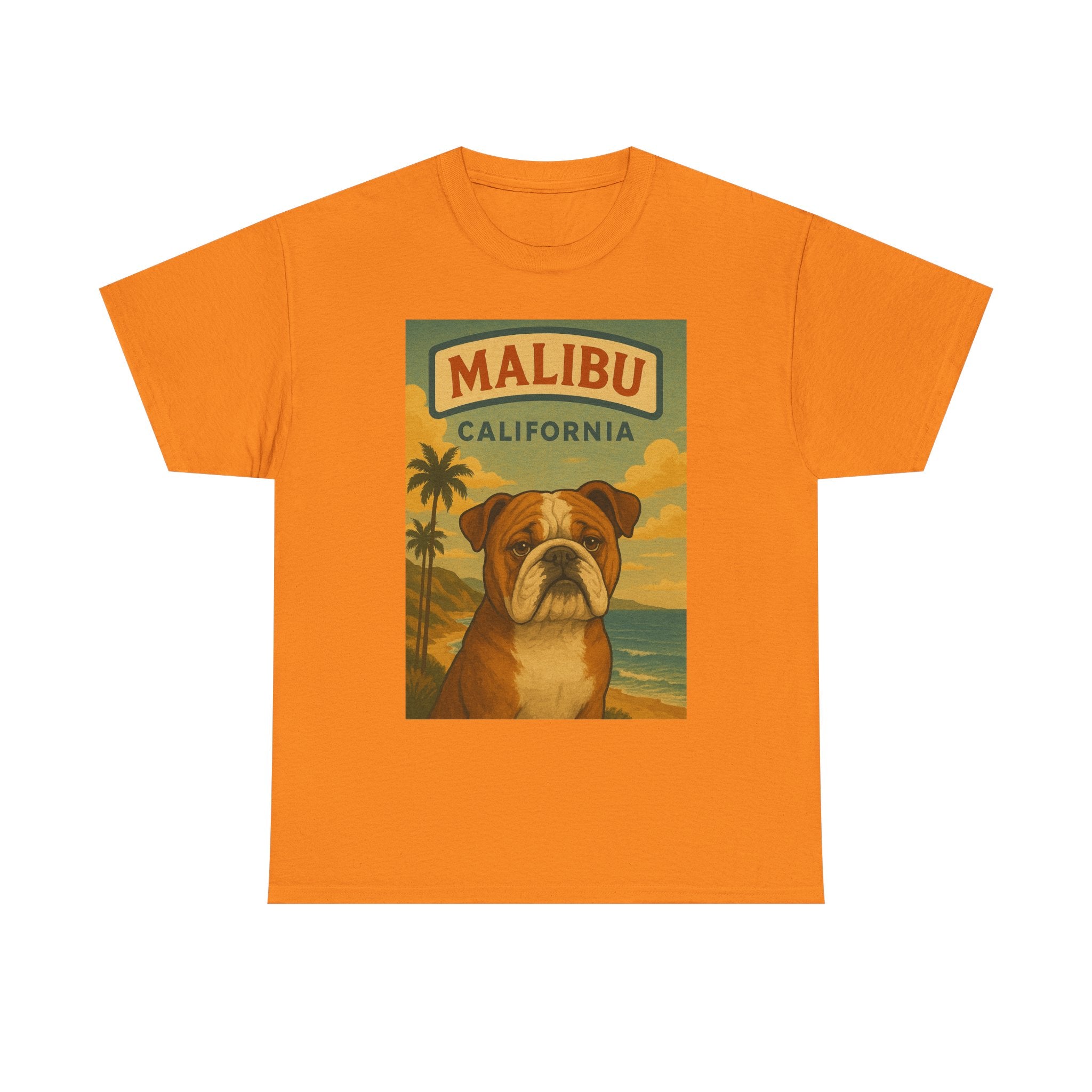 Vintage Bulldog Malibu California T-Shirt - Unisex Heavy Cotton Tee