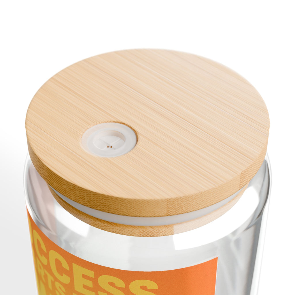 Sipper Glass "Success Starts With Sweat" Funny Corgi Treadmill 16oz Drink Jar