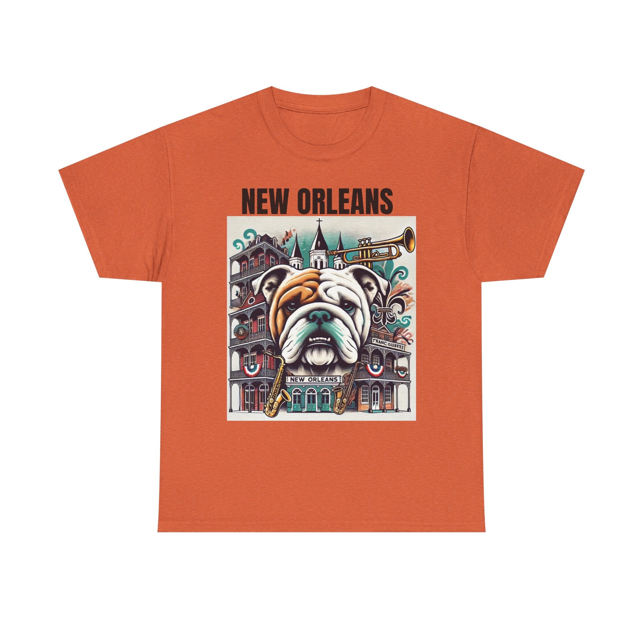 Vintage New Orleans Bulldog Art Unisex Heavy Cotton Tee