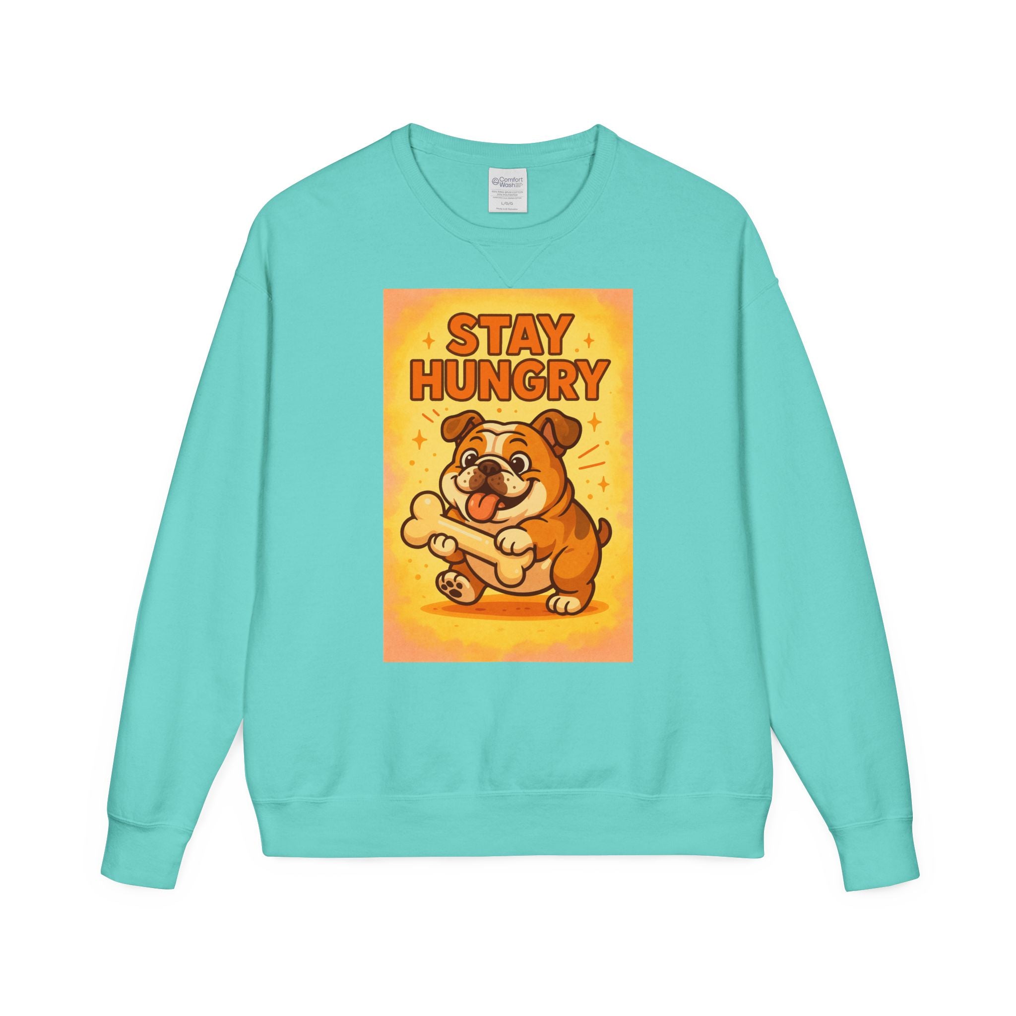 Stay Hungry Bulldog Sweatshirt, Cozy Unisex Crewneck, Dog Lover Gift, Comfy Casual Wear, Fun Pet Sweatshirt, Fall Fashion Sweater