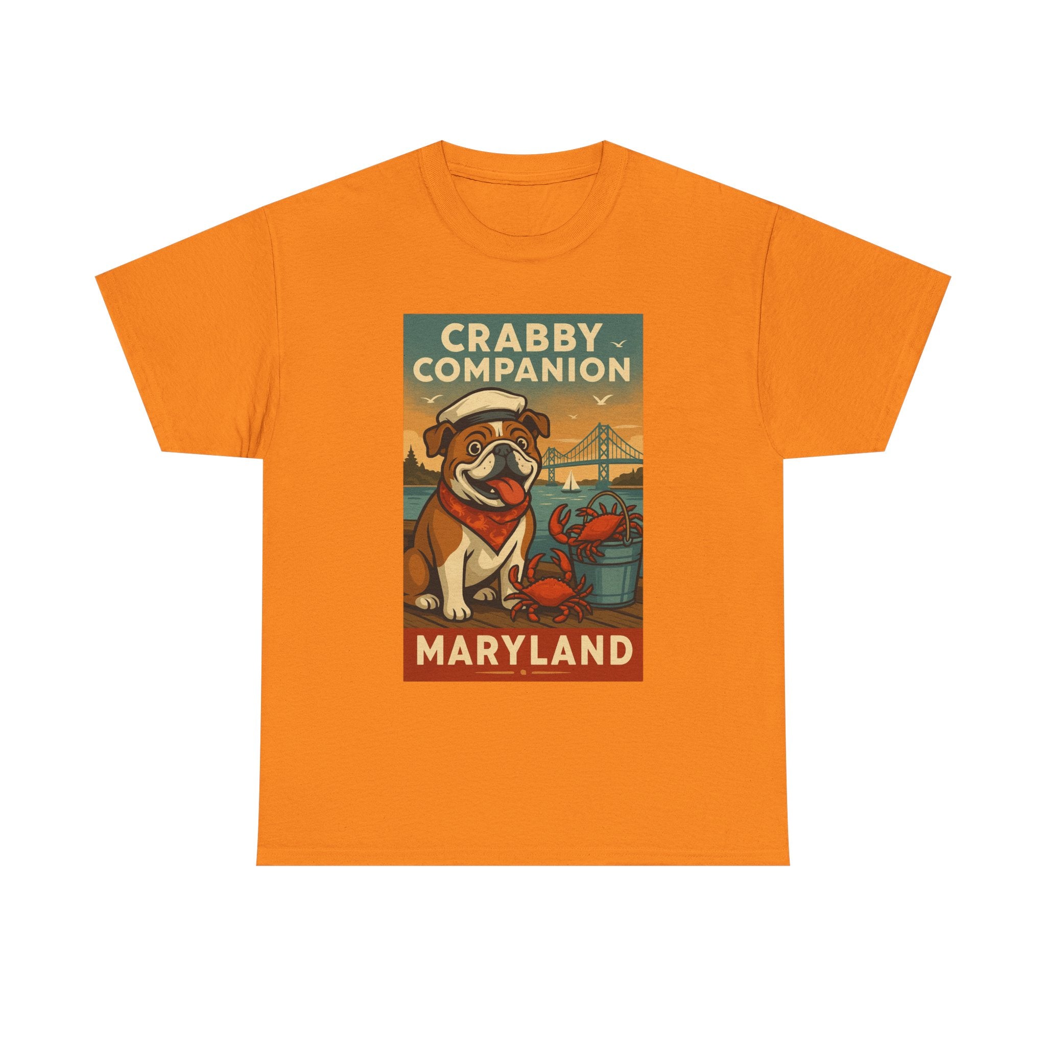 Crabby Maryland Companion Unisex Heavy Cotton Tee Fun Coastal Pet Design