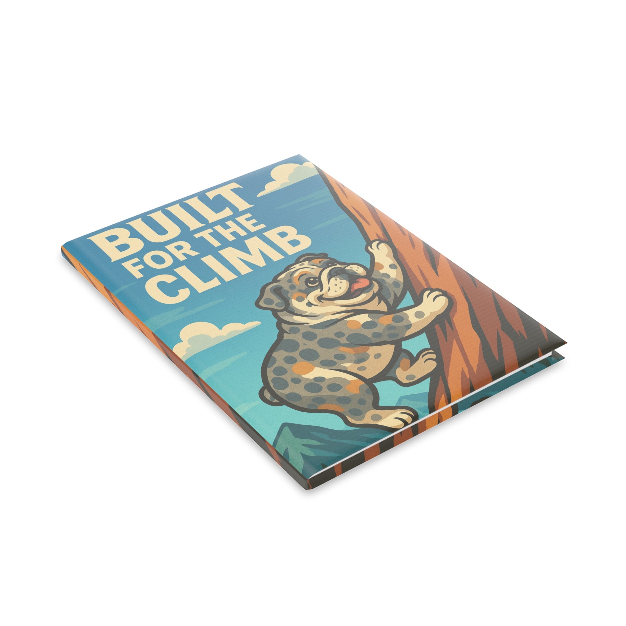 Bulldog Climbing Hardcover Notebook | Cute Dog Journal, Gift for Dog Lovers, Hiking Journal, Unique Stationery, Office Supplies