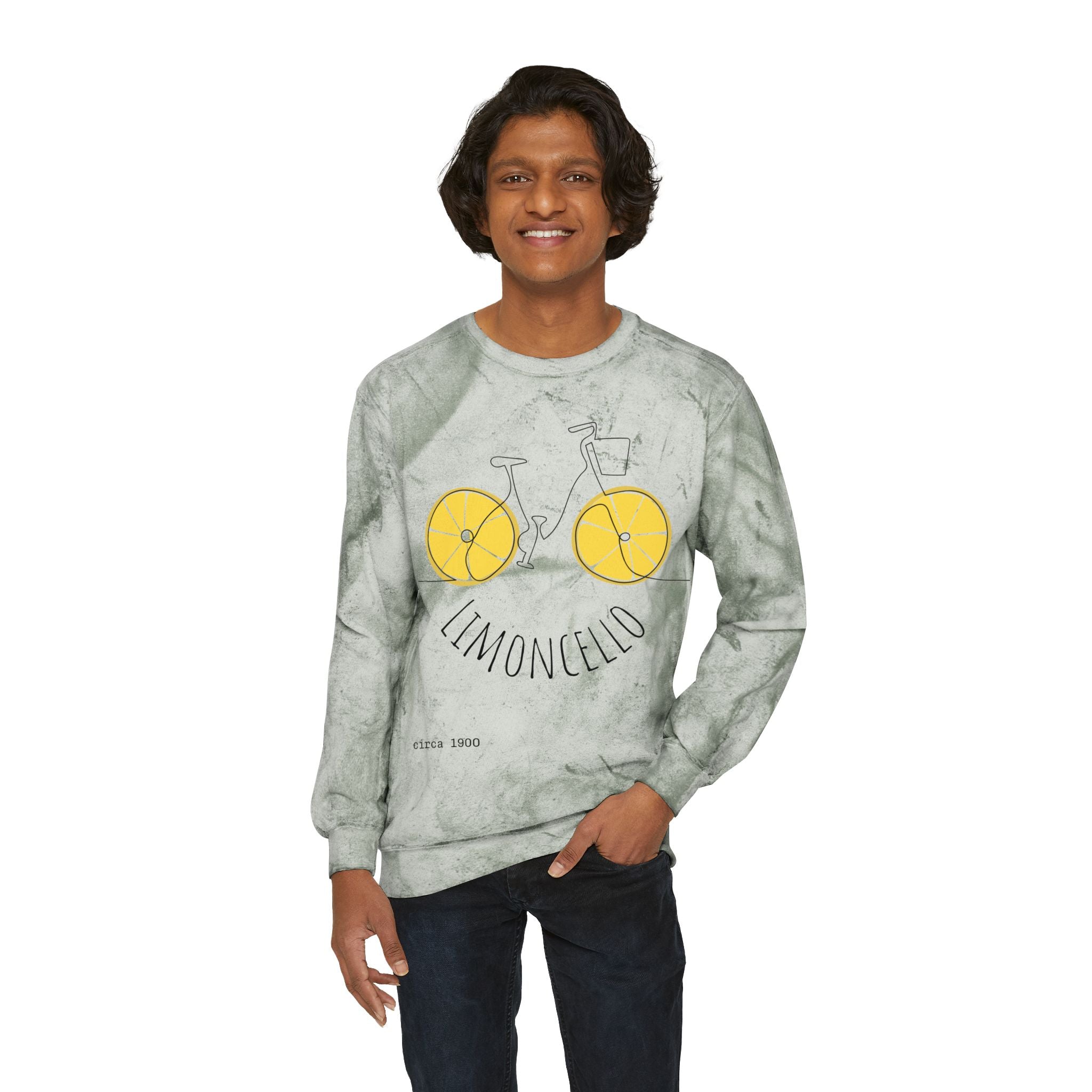 Limoncello Bicycle Crewneck Sweatshirt | Yellow Tie-Dye
