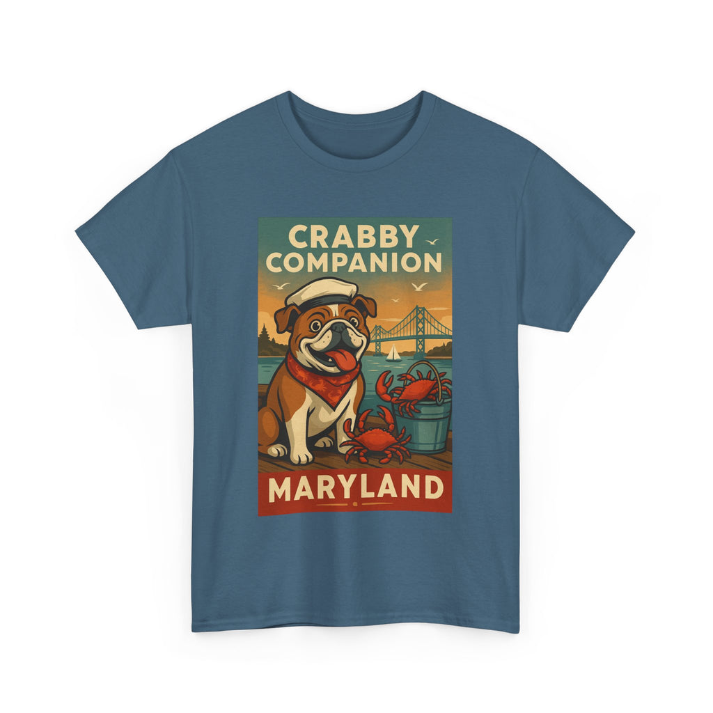 Crabby Maryland Companion Unisex Heavy Cotton Tee Fun Coastal Pet Design