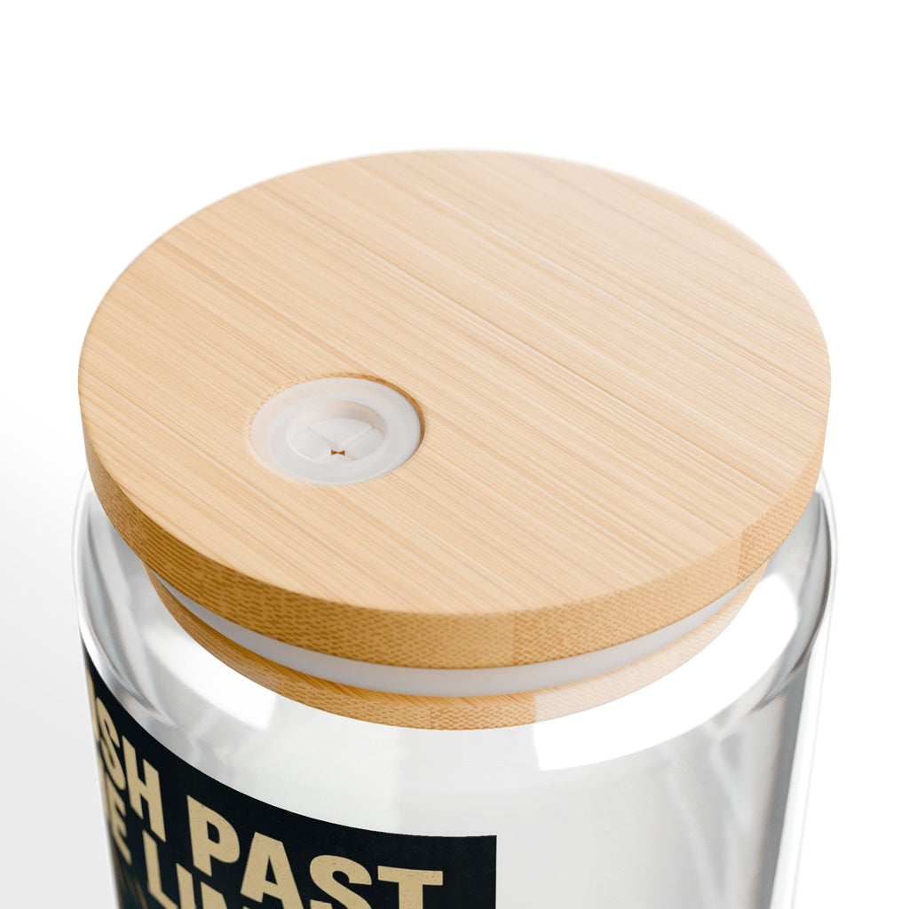 Sipper Glass 'Push Past The Limits' Bulldog Weightlifting Motivational Drink Jar (16oz)