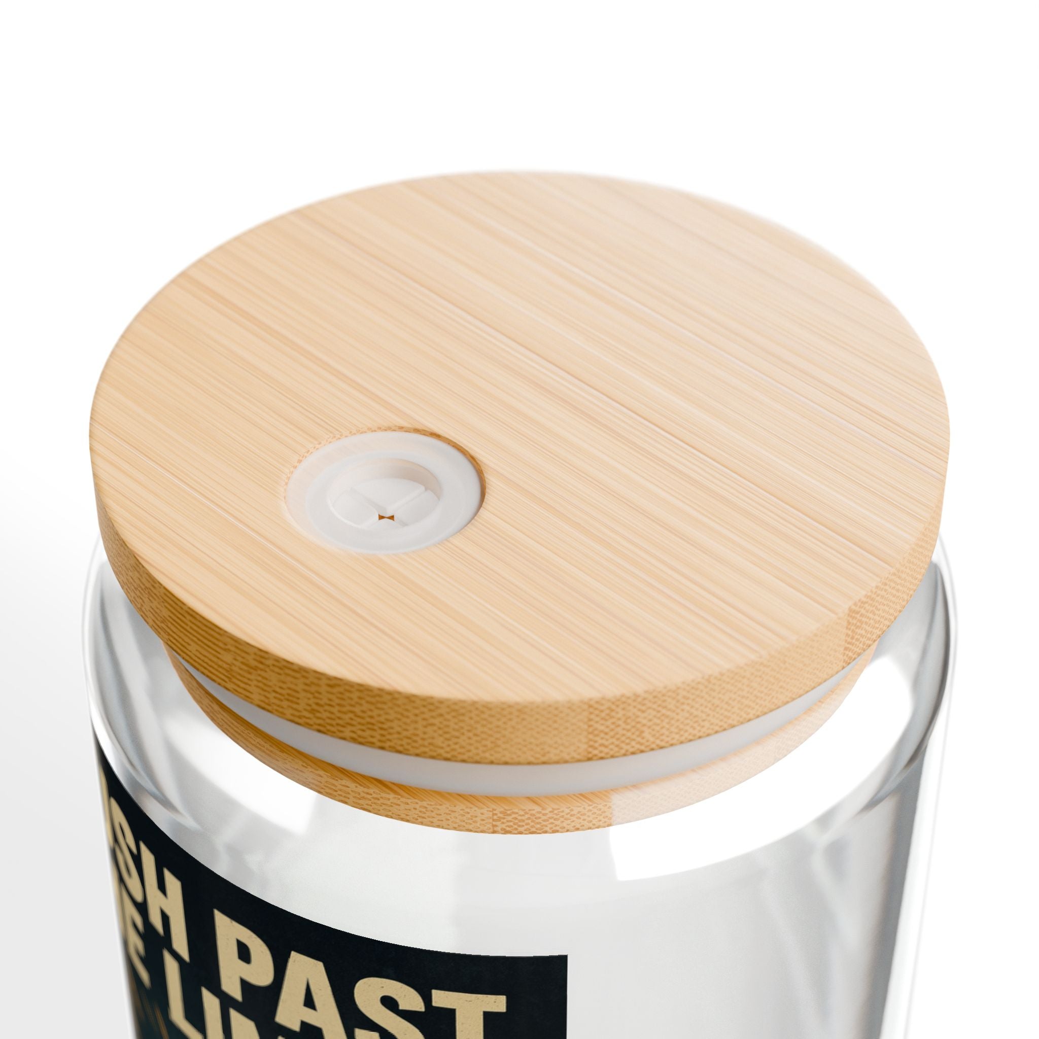 Sipper Glass 'Push Past The Limits' Bulldog Weightlifting Motivational Drink Jar (16oz)