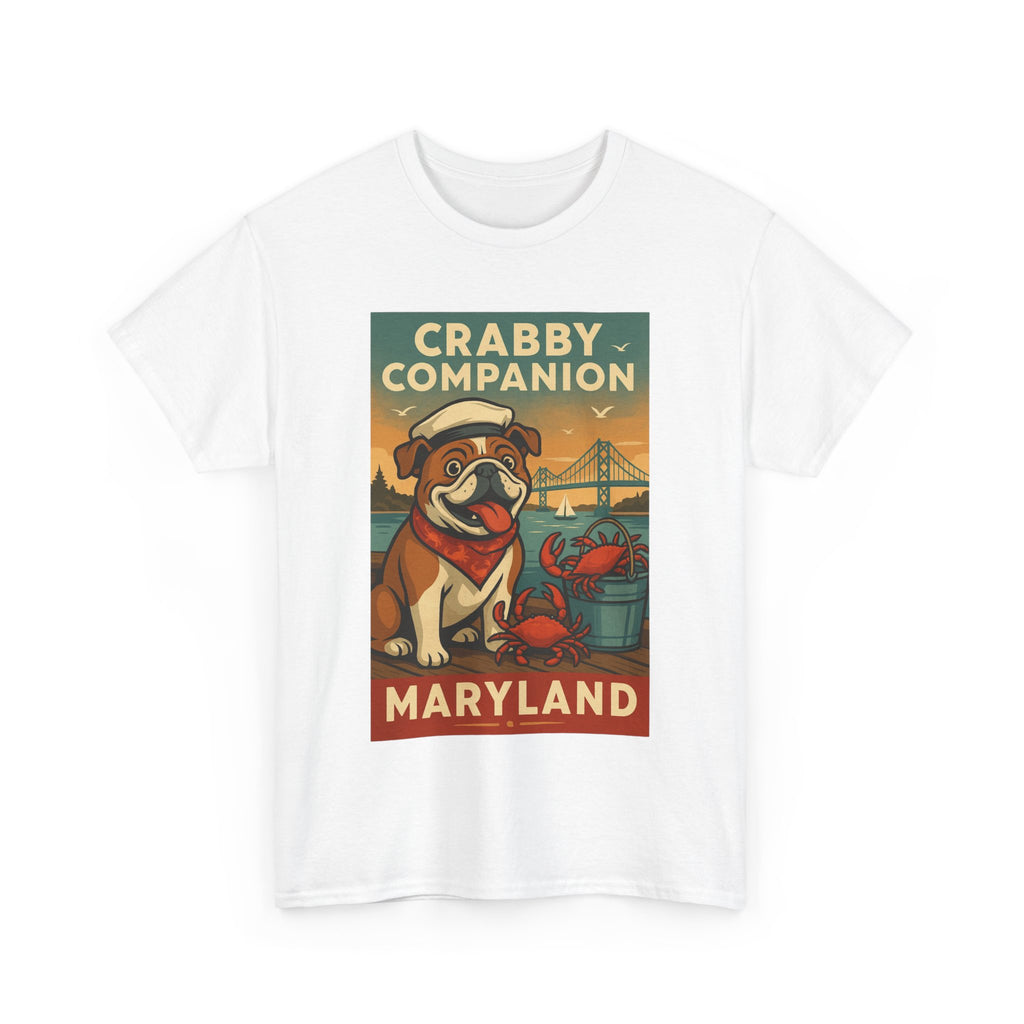 Crabby Maryland Companion Unisex Heavy Cotton Tee Fun Coastal Pet Design