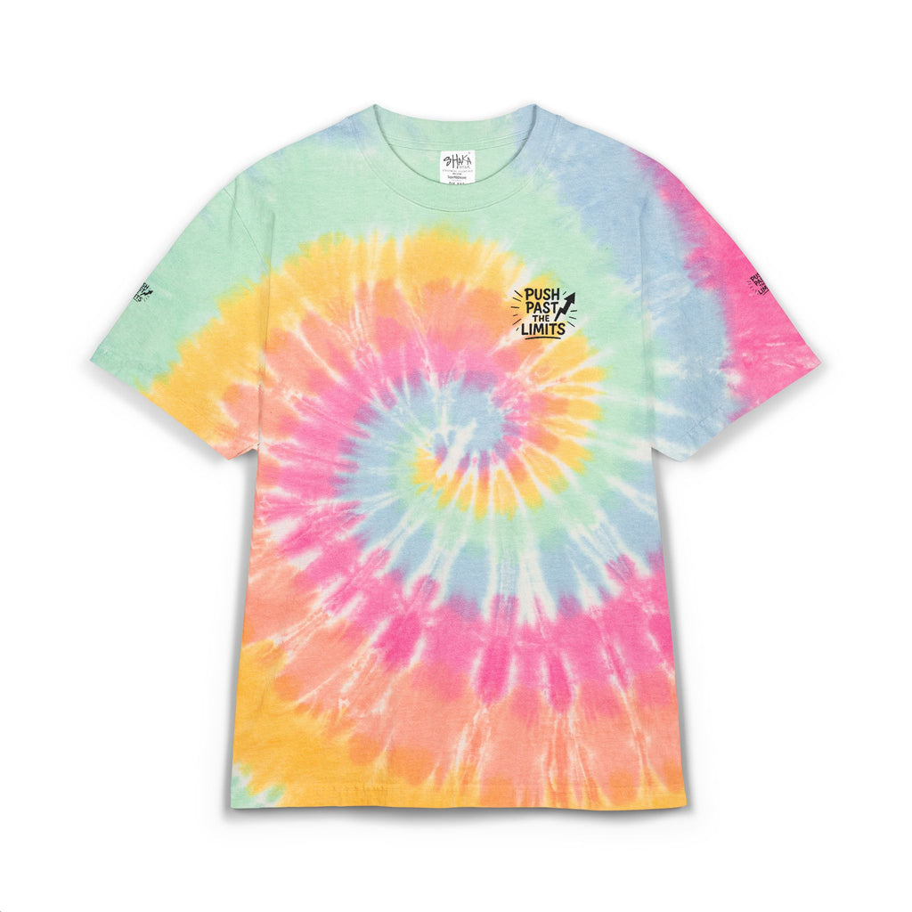 Oversized Tie-Dye Spiral T-Shirt Push Past The Limit Rainbow Embroidered Tee