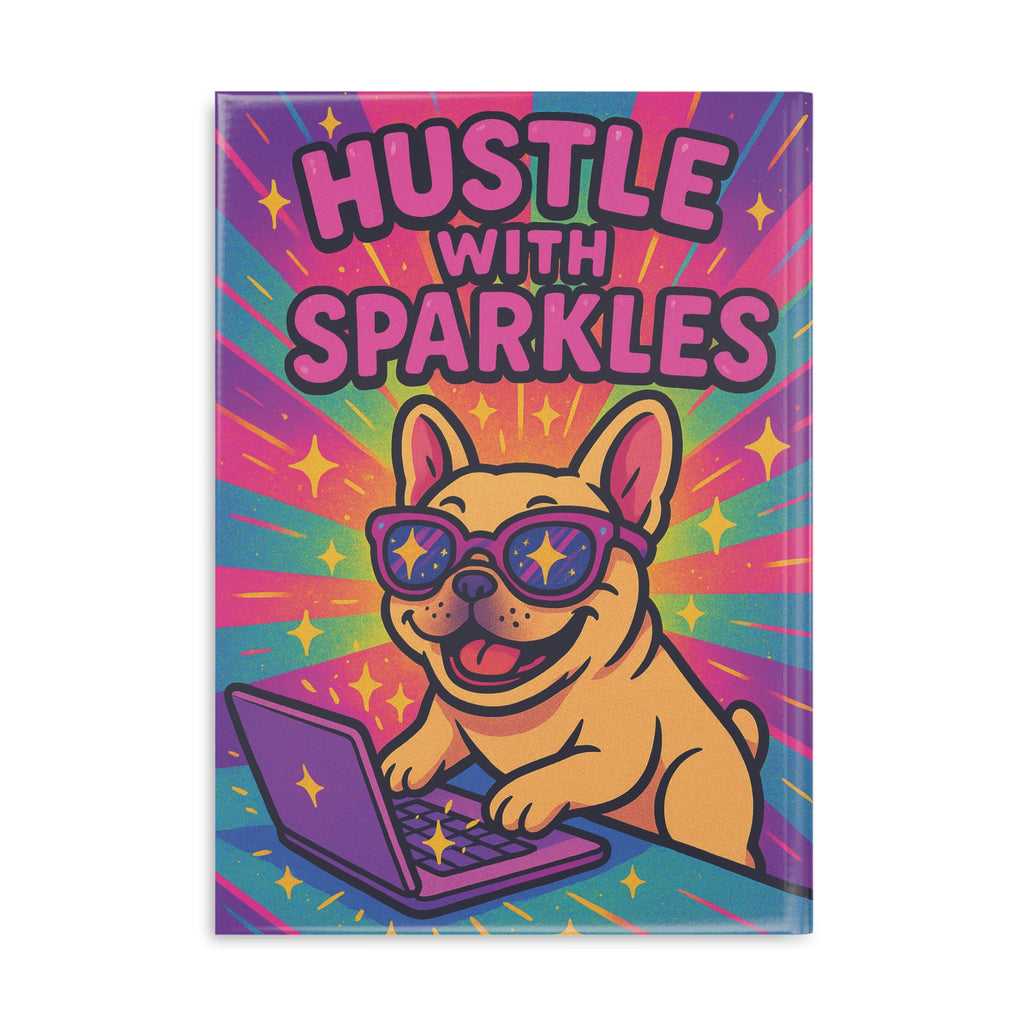 Hustle with Sparkles Hardcover Notebook, Inspirational Journal, Cute Dog Notepad, Fun Gift for Students, School Supplies, Planner