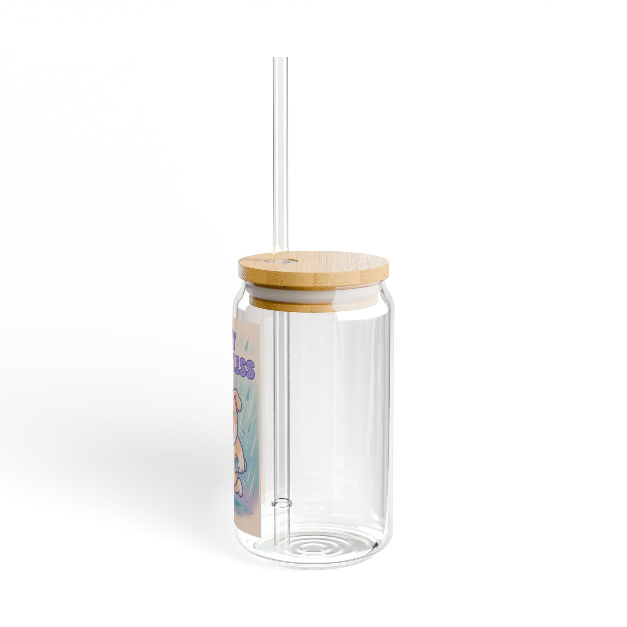 Stay Relentless 16oz Sipper Glass – Cute Motivational Puppy Tumbler with Straw