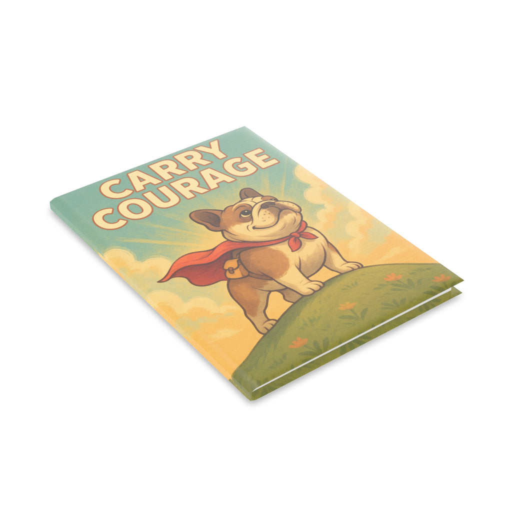 Courageous Pooch Hardcover Notebook, Inspirational Journal, Pet Lover Gift, Cute Dog Stationery, Courage Quote Notepad
