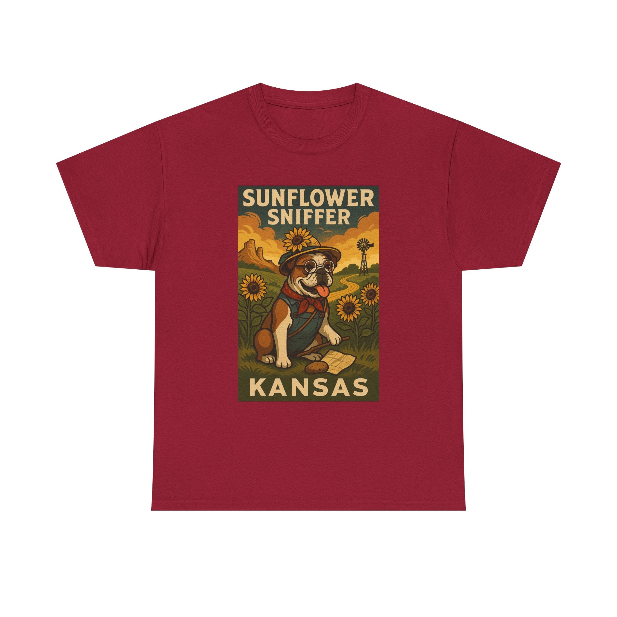 Kansas Sunflower Sniffer Unisex Heavy Cotton Tee Dog Lovers Apparel
