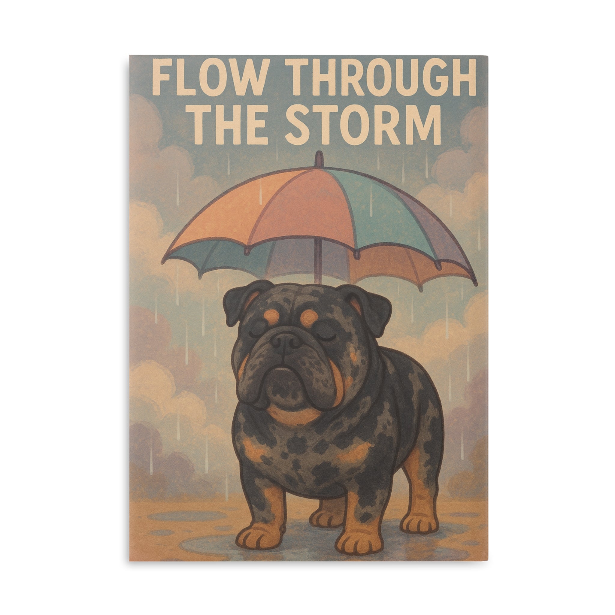 Inspirational Hardcover Notebook with Puffy Covers, Flow Through the Storm, Gifts for Dog Lovers, Journal for Thoughts, Unique Stationery