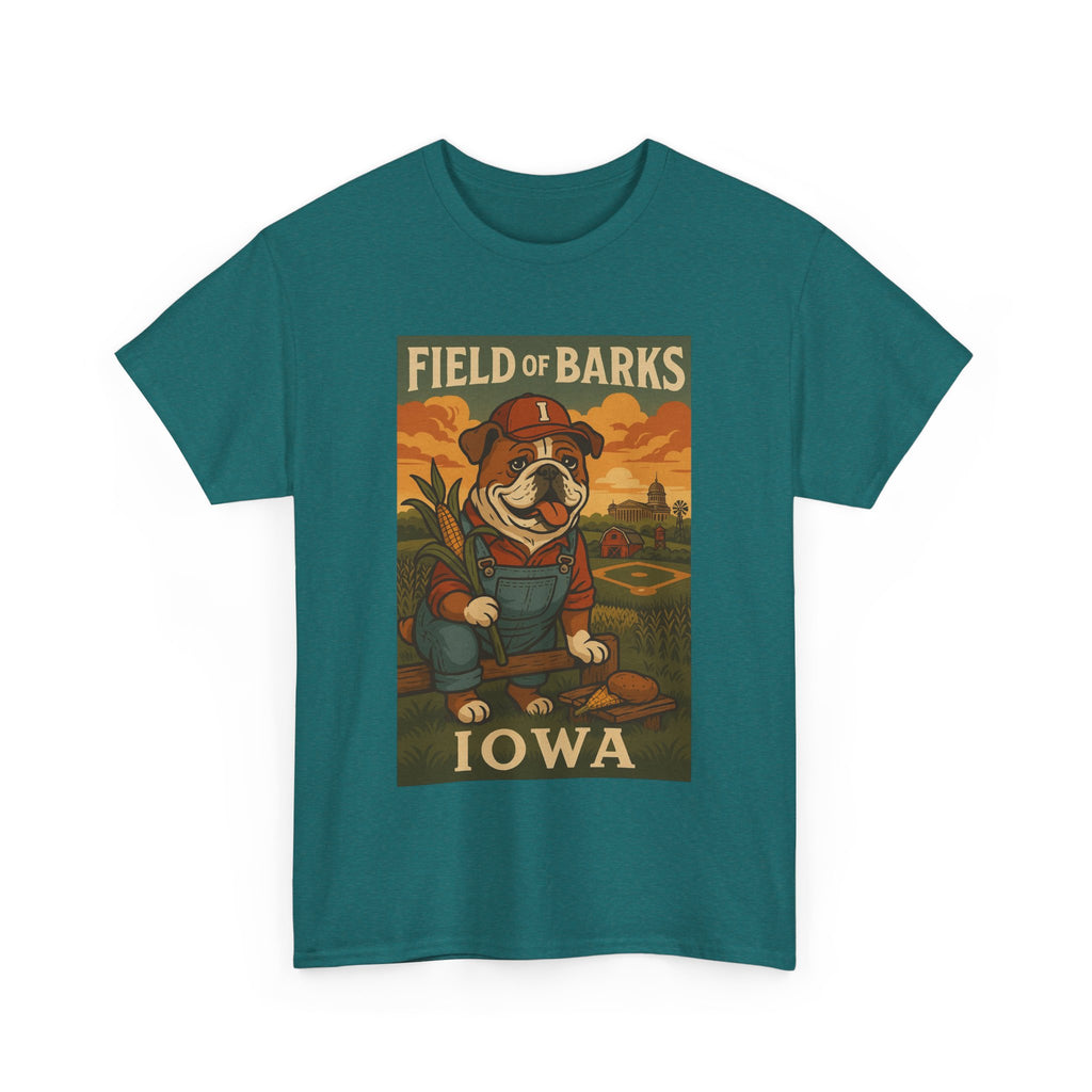 IOWA Field of Barks Unisex Heavy Cotton Tee Cute Dog Baseball Shirt