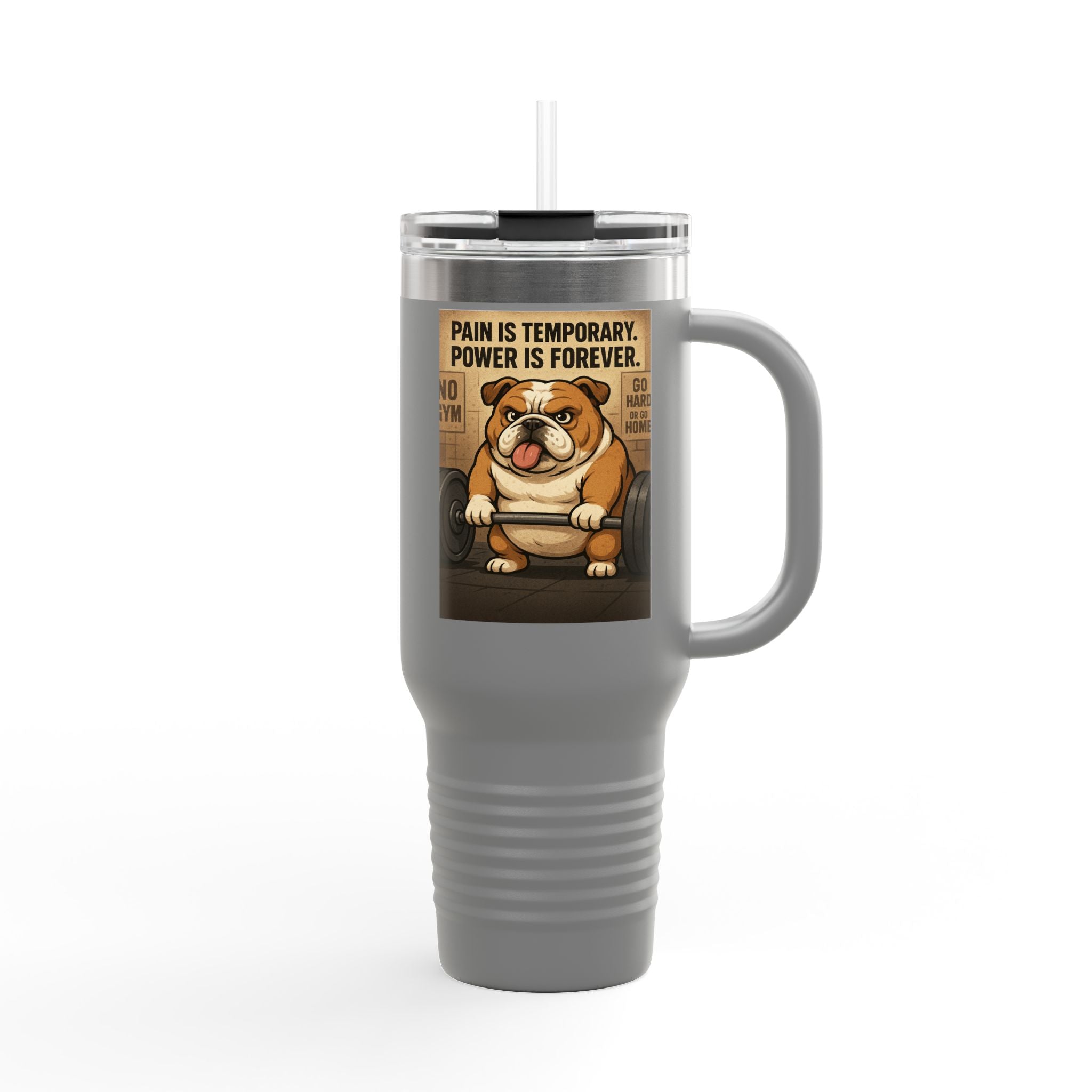 Funny Bulldog Insulated Travel Mug, 40oz | Perfect for Coffee Lovers, Pet Owners, Motivational Gifts, Gifts for Dog Lovers, Cute Drinkware