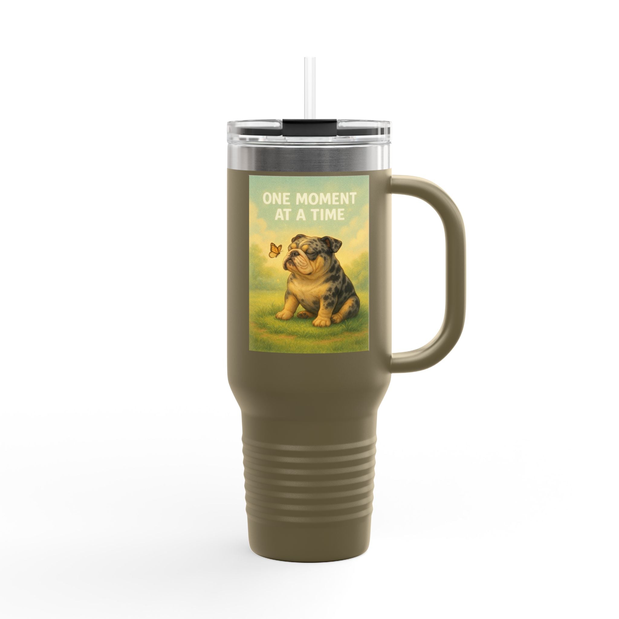 Merle English Bulldog Insulated Travel Mug, Unique Gift for Dog Lovers, Large Travel Tumbler, Cute Pet Coffee Cup, Animal Lover Gift