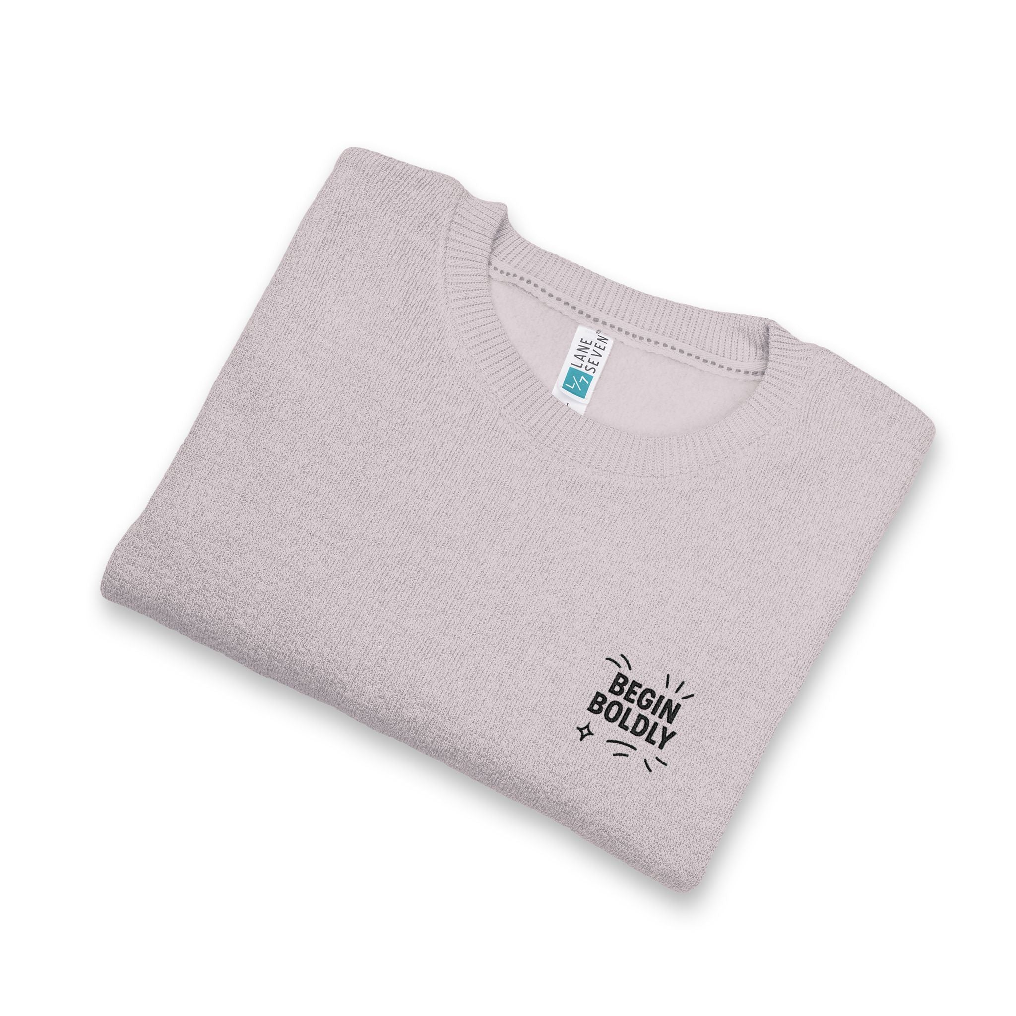 Nantucket Embroidered Crewneck Sweatshirt "Begin Boldly" Classic Coastal Pullover