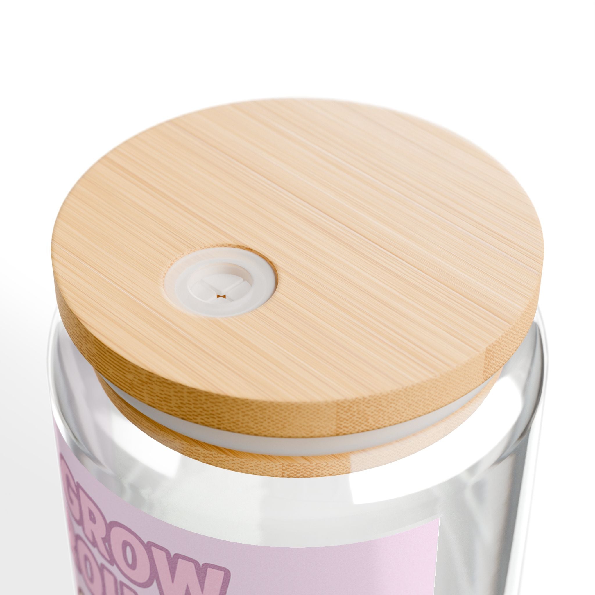 Grow Through It Sipper Glass 16oz Cute Floral French Bulldog Motivational Drink Jar