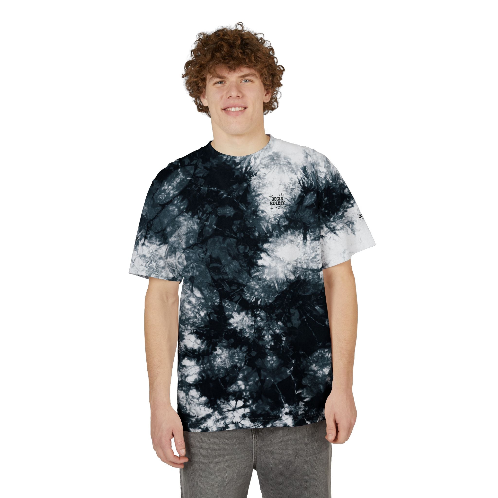 Tie-Dye Spiral Oversized T-Shirt Begin Boldly Rainbow Embroidered Retro Tee