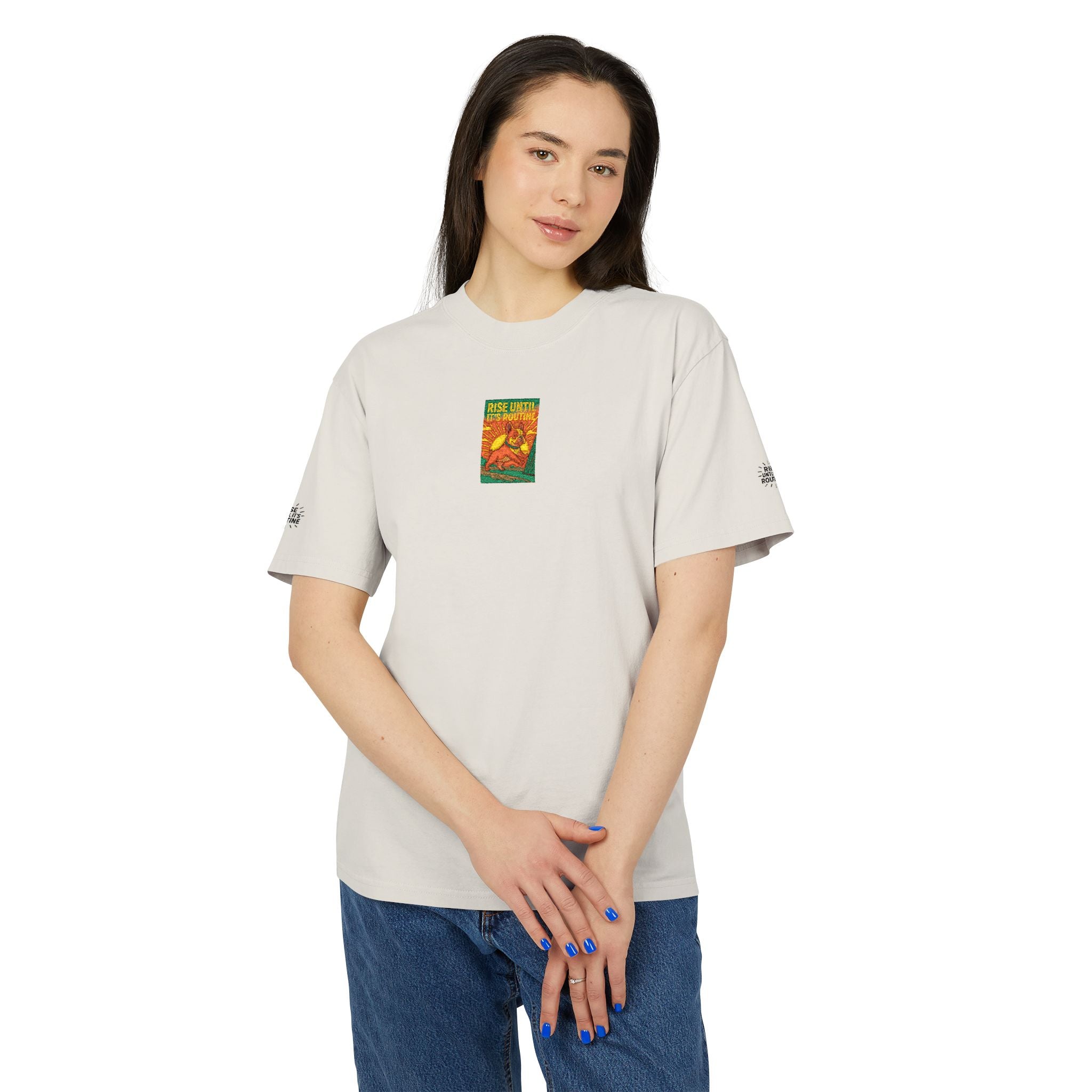 Autumn Bloom Tee "Rise Until It's Routine" Colorful Floral Illustration Chest Print