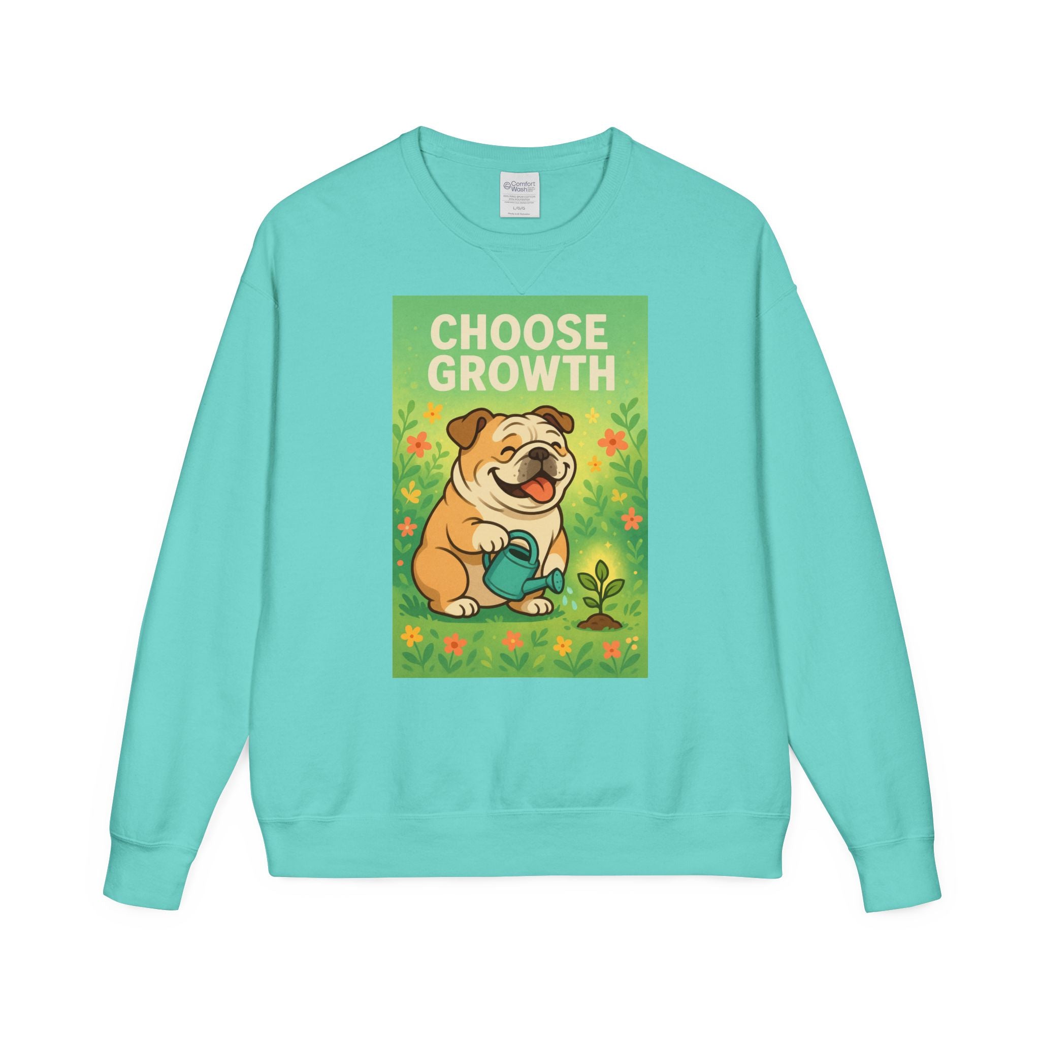 Choose Growth English Bulldog Sweatshirt, Cute Dog Sweater, Positive Vibe Apparel, Gift for Dog Lovers, Cozy Crewneck
