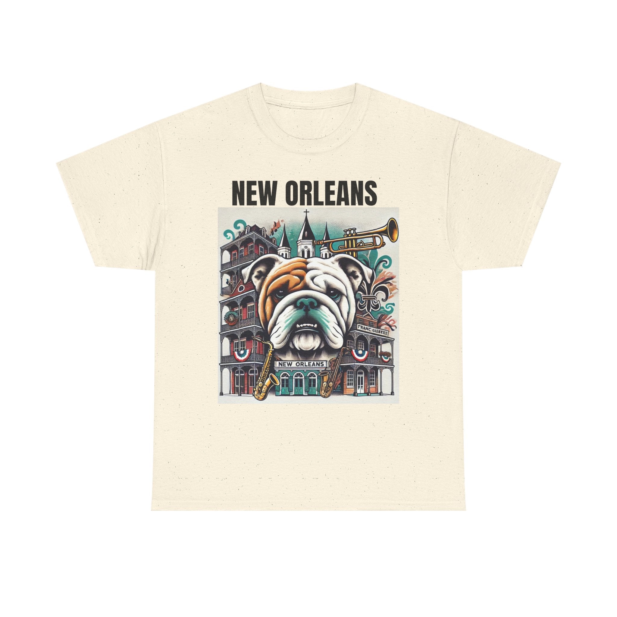 Vintage New Orleans Bulldog Art Unisex Heavy Cotton Tee