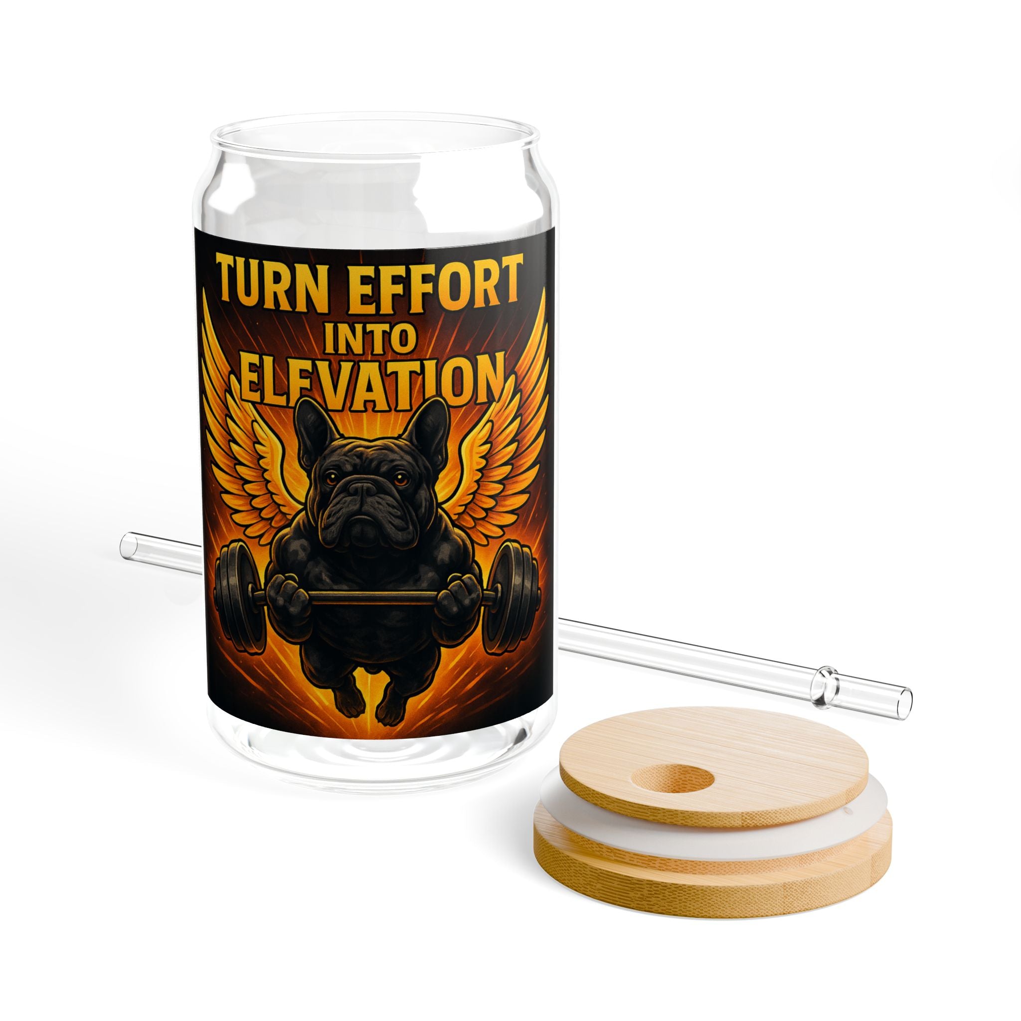 Motivational Gym Sipper Glass “Turn Effort Into Elevation” 16oz