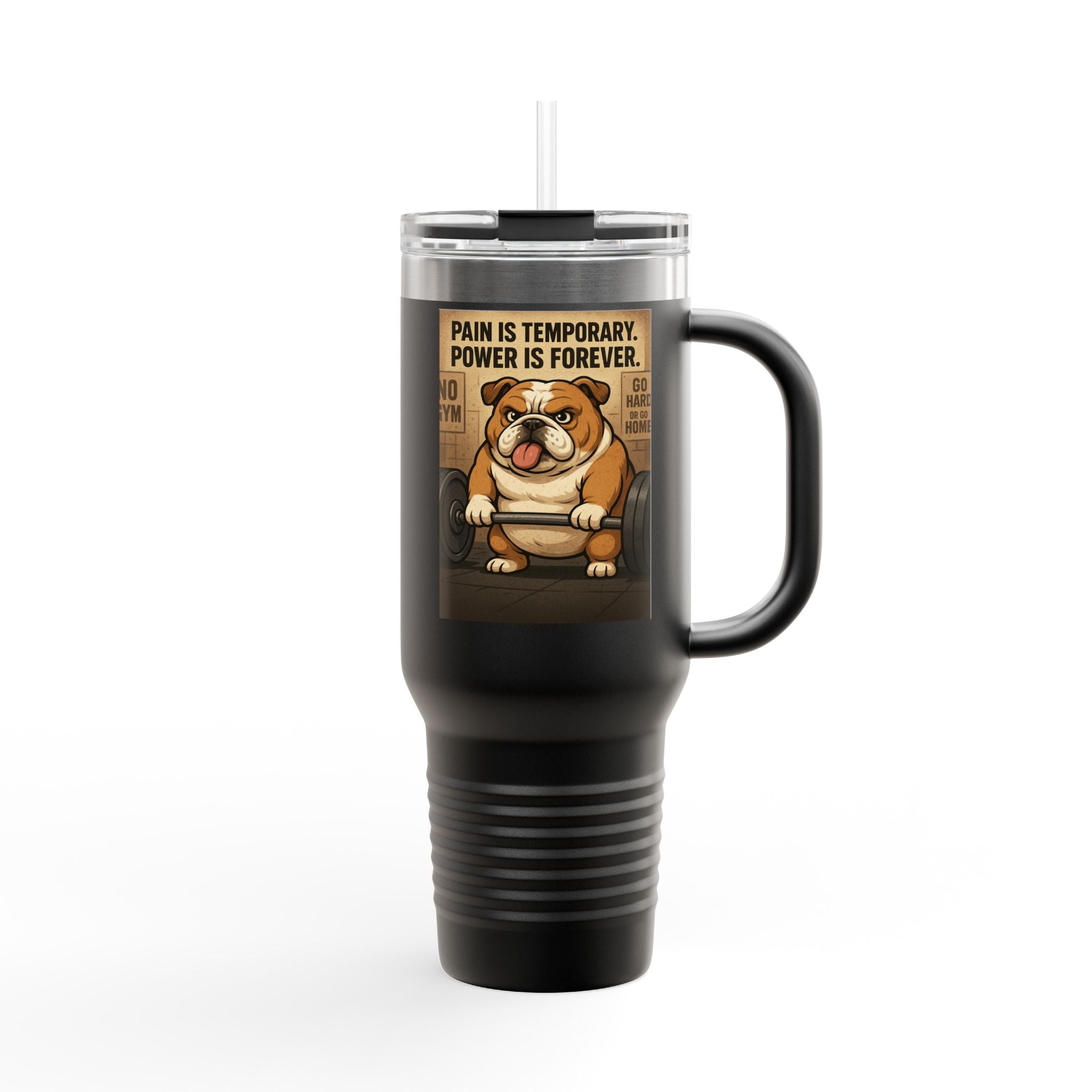 Funny Bulldog Insulated Travel Mug, 40oz | Perfect for Coffee Lovers, Pet Owners, Motivational Gifts, Gifts for Dog Lovers, Cute Drinkware