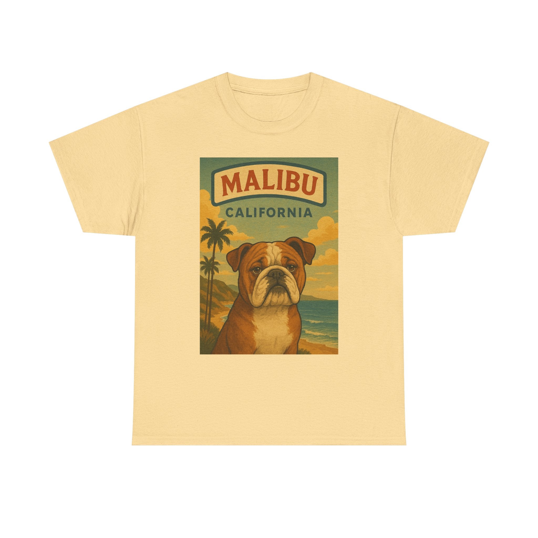 Vintage Bulldog Malibu California T-Shirt - Unisex Heavy Cotton Tee
