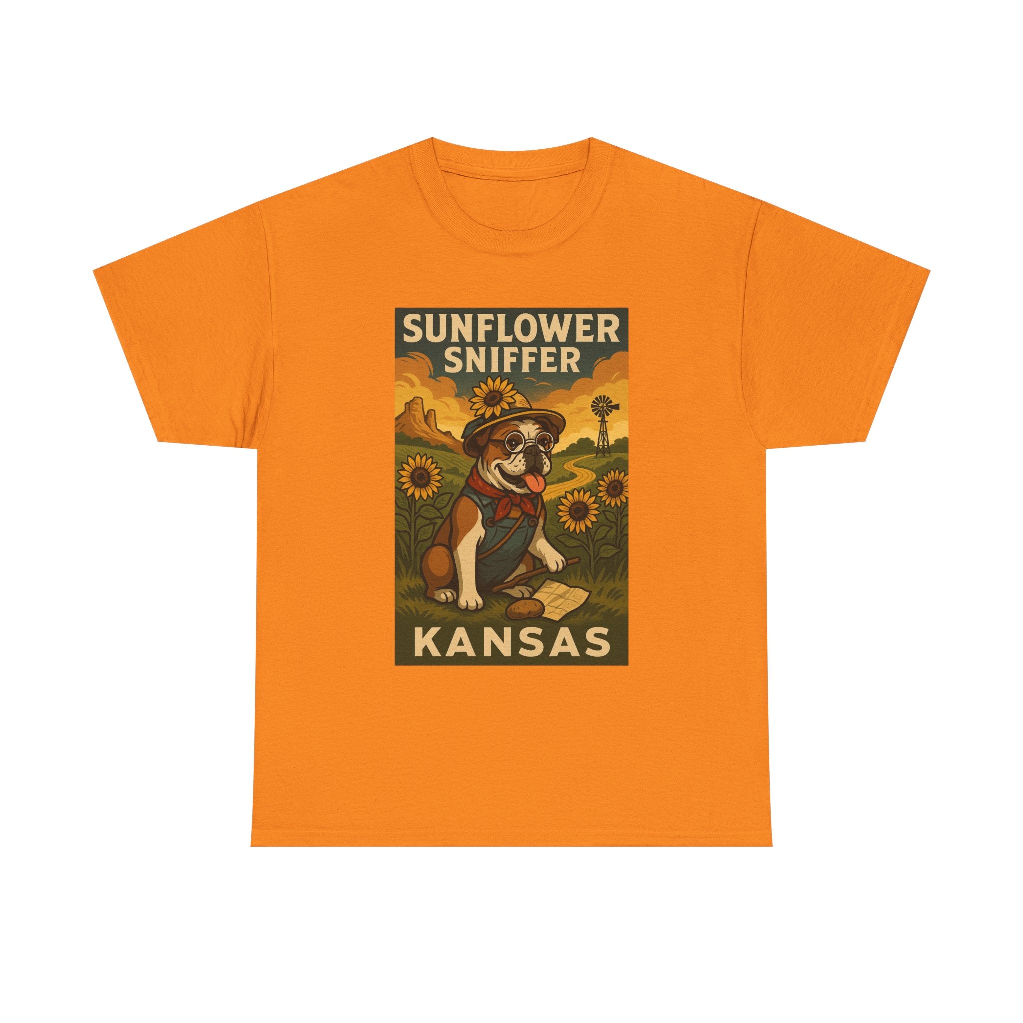Kansas Sunflower Sniffer Unisex Heavy Cotton Tee Dog Lovers Apparel