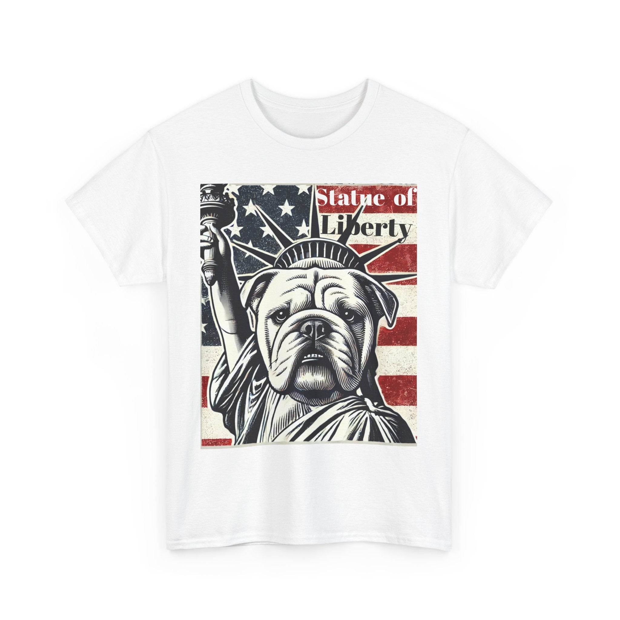Patriotic Bulldog Tee - Statue of Liberty Design