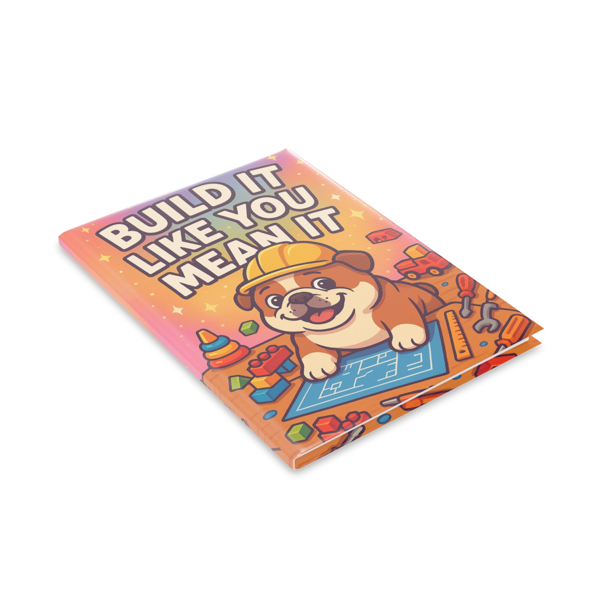 Hardcover Dog-Themed Notebook, Cute Journaling Gift, Build It Like You Mean It, Creative Writing Journal, Kids' Homework Planner