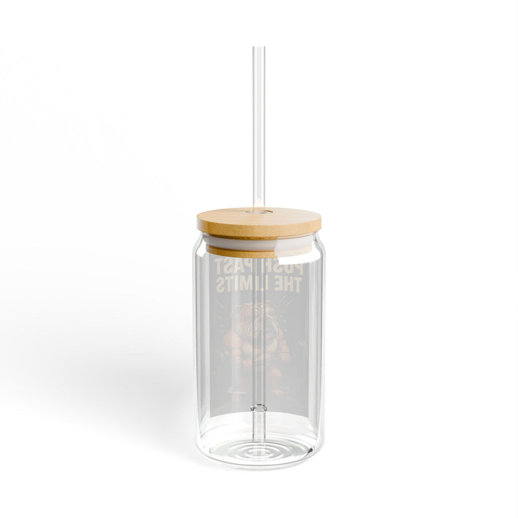 Push Past The Limits Bulldog Sipper Glass - 16oz Motivational Fitness Tumbler
