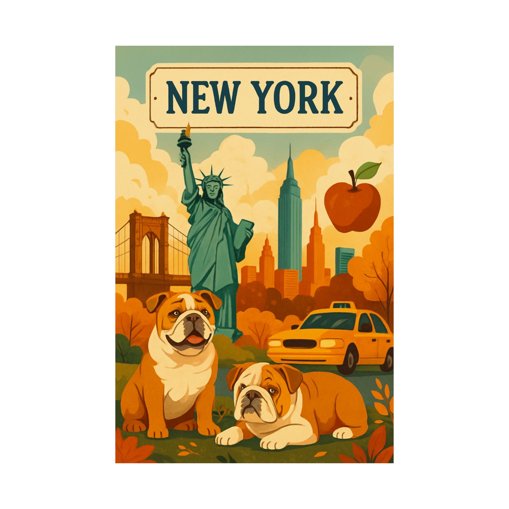 New York Dog Lovers Matte Vertical Poster, Wall Art Decor, NY Cityscape, Gift for Pet Owners, Printed Art, Home Decoration