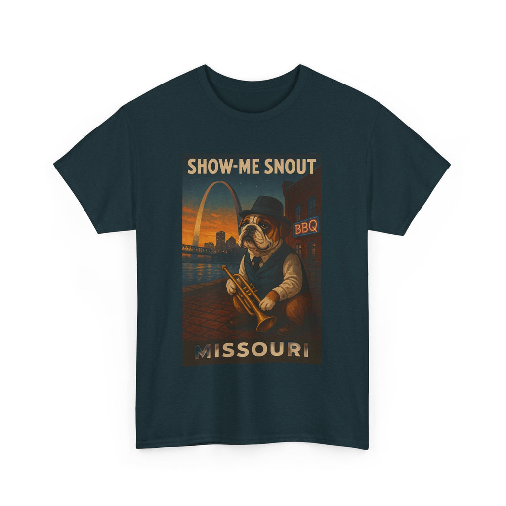 Show-Me Snout Missouri Unisex Heavy Cotton Tee -BBQ Lovers and Music Enthusiasts