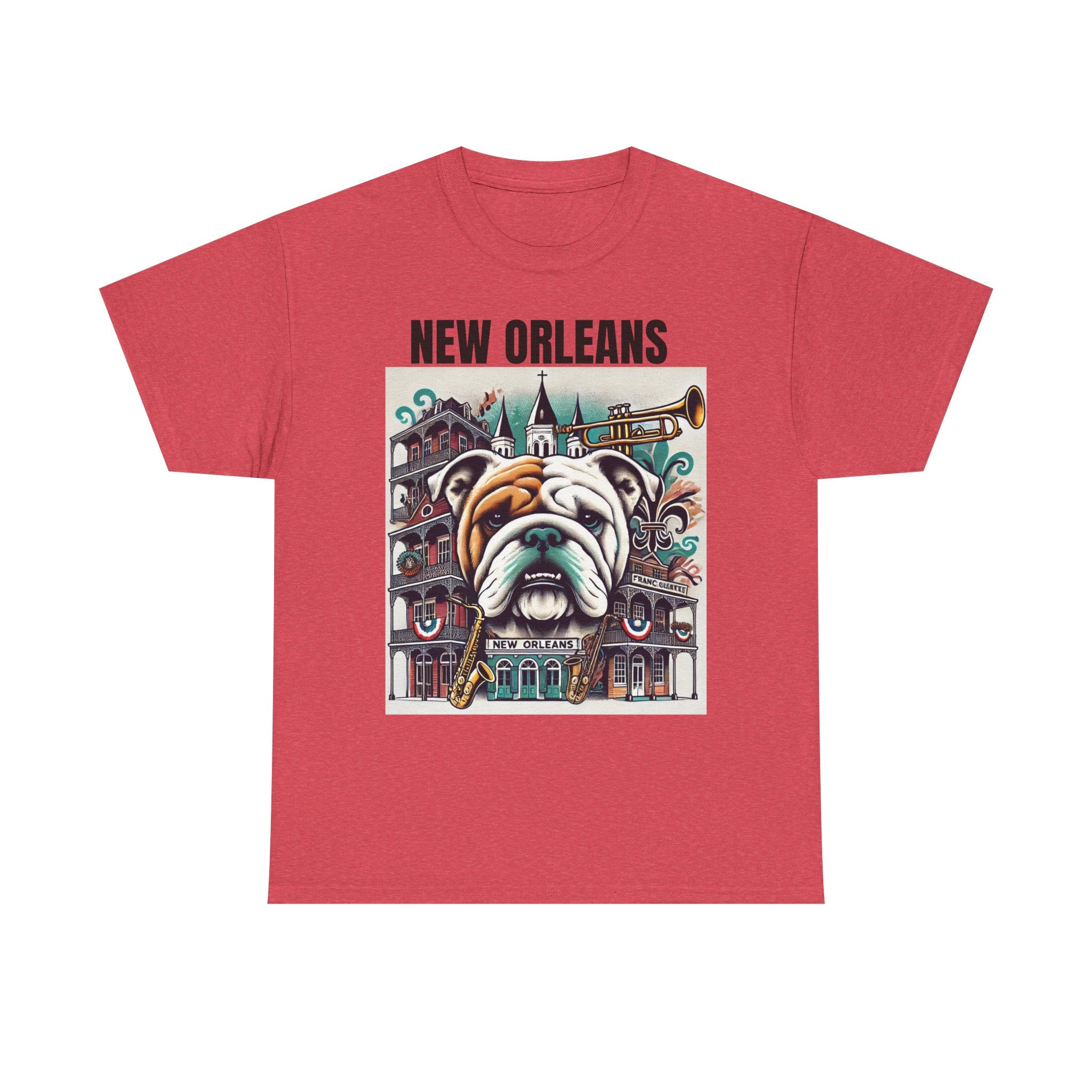 Vintage New Orleans Bulldog Art Unisex Heavy Cotton Tee