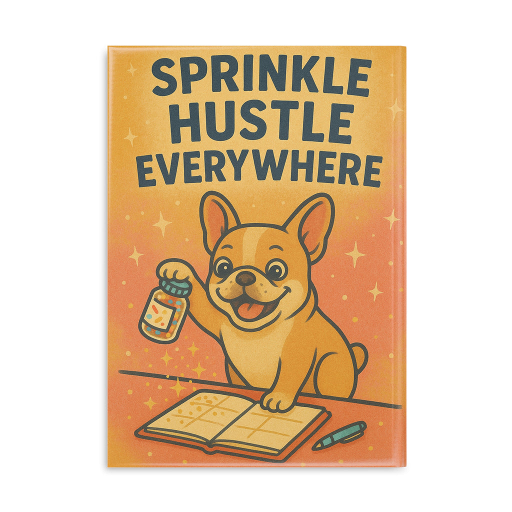 Puffy Notebook, French Bulldog Sprinkle Hustle Hardcover Journal, Planner, Diary, Notepad, Gift