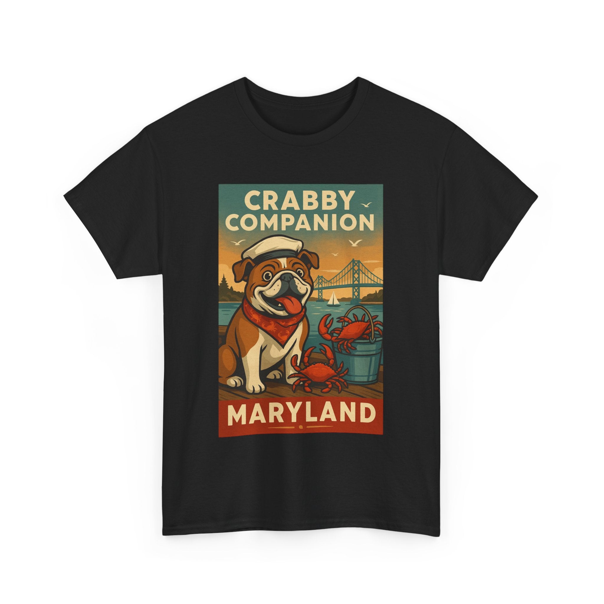 Crabby Maryland Companion Unisex Heavy Cotton Tee Fun Coastal Pet Design