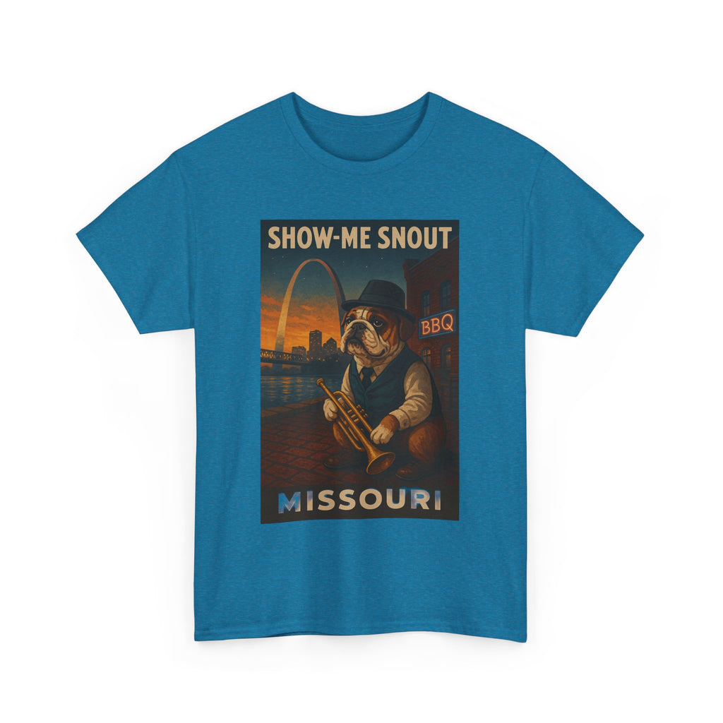 Show-Me Snout Missouri Unisex Heavy Cotton Tee -BBQ Lovers and Music Enthusiasts