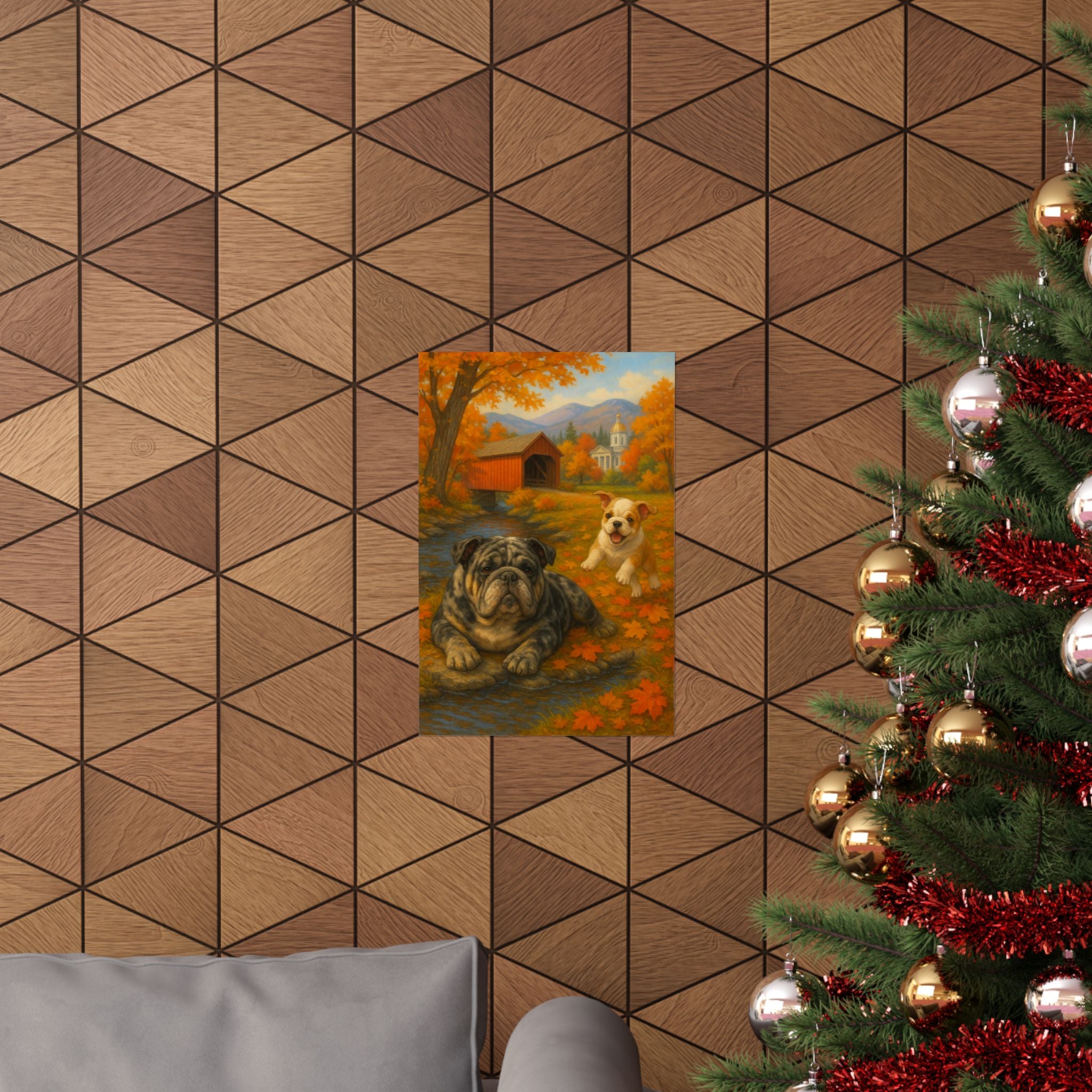 Autumn Dog Lovers Matte Poster, Fall Decor, Dog Art Print, Home Wall Art, New York Theme Decoration, Pet Lover Gift