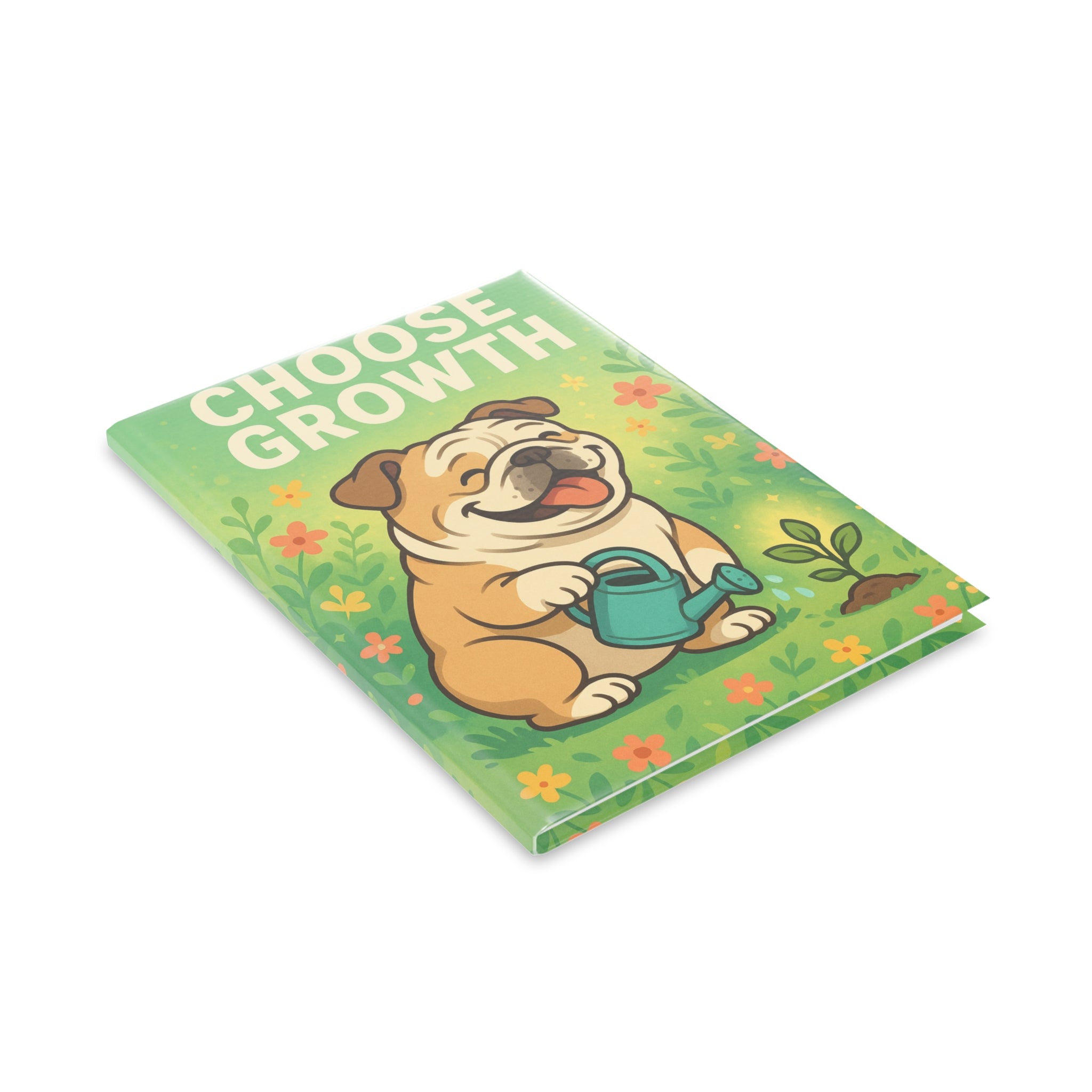 Cute Dog Hardcover Notebook - Choose Growth, Journal Gift, Stationery, Planner, Student Notepad, Writing Journal