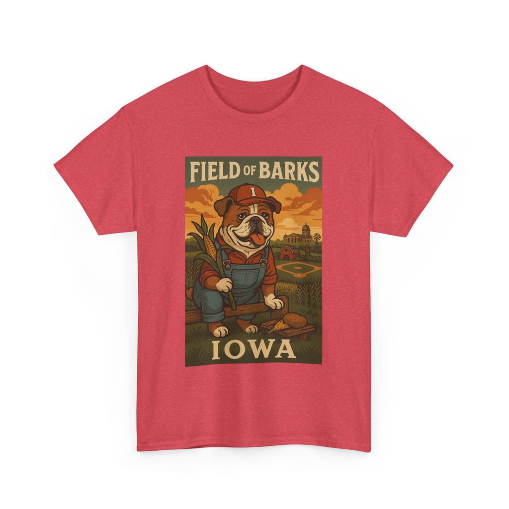 IOWA Field of Barks Unisex Heavy Cotton Tee Cute Dog Baseball Shirt
