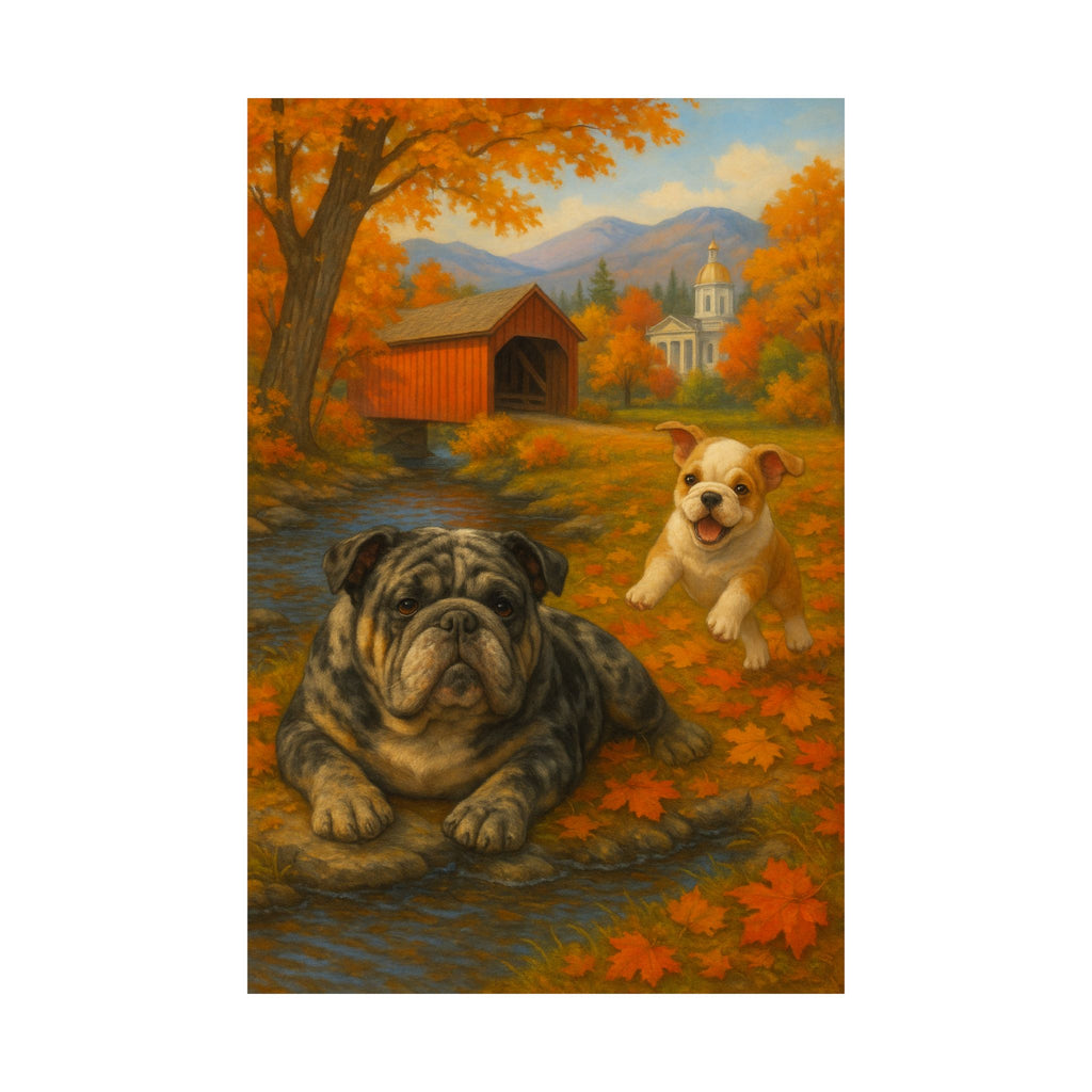 Autumn Dog Lovers Matte Poster, Fall Decor, Dog Art Print, Home Wall Art, New York Theme Decoration, Pet Lover Gift