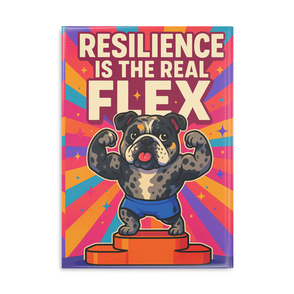Resilience is the Real Flex Notebook, Motivational Journal, Empowering Gifts for Dog Lovers, Cute Pet Stationery, Vibrant Office Decor