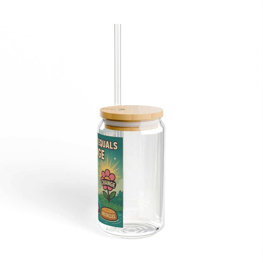 Challenge Equals Change Sipper Glass 16oz Motivational Dog Tumbler