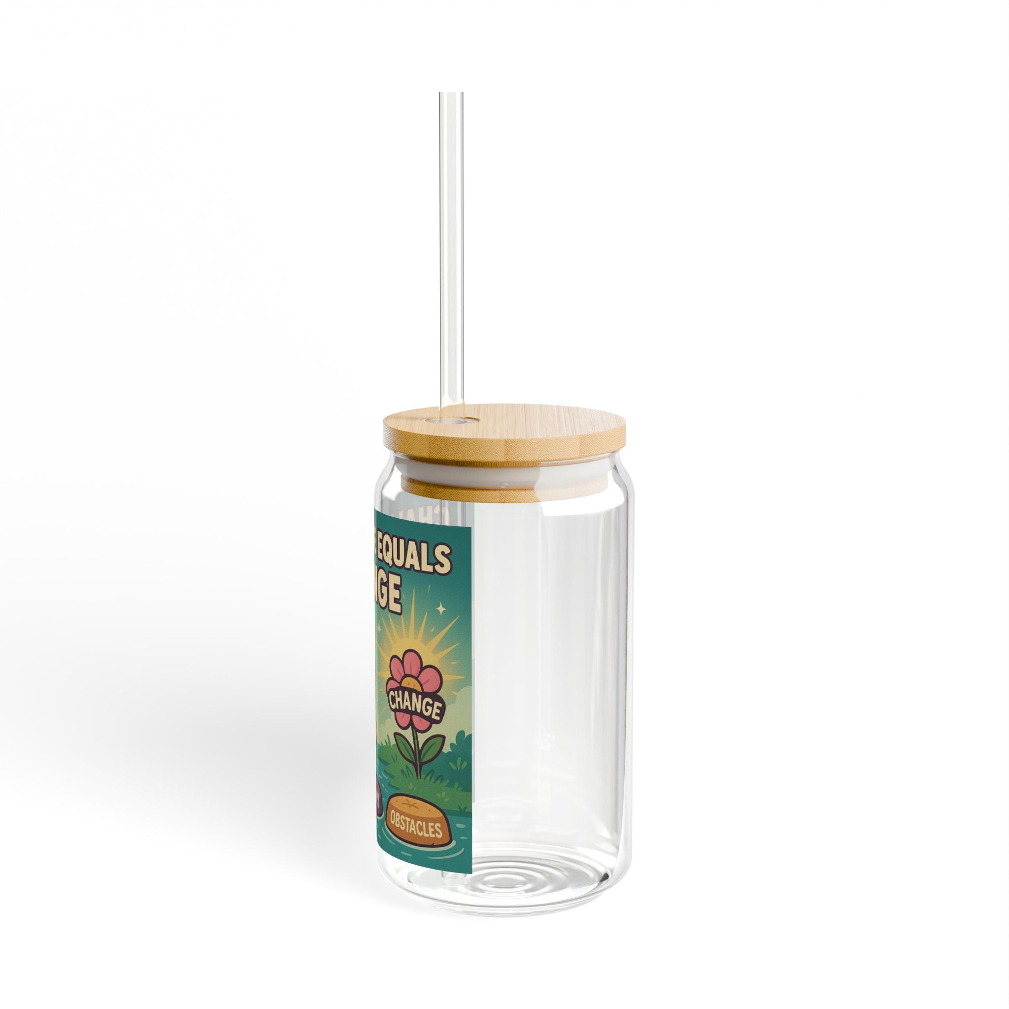 Challenge Equals Change Sipper Glass 16oz Motivational Dog Tumbler