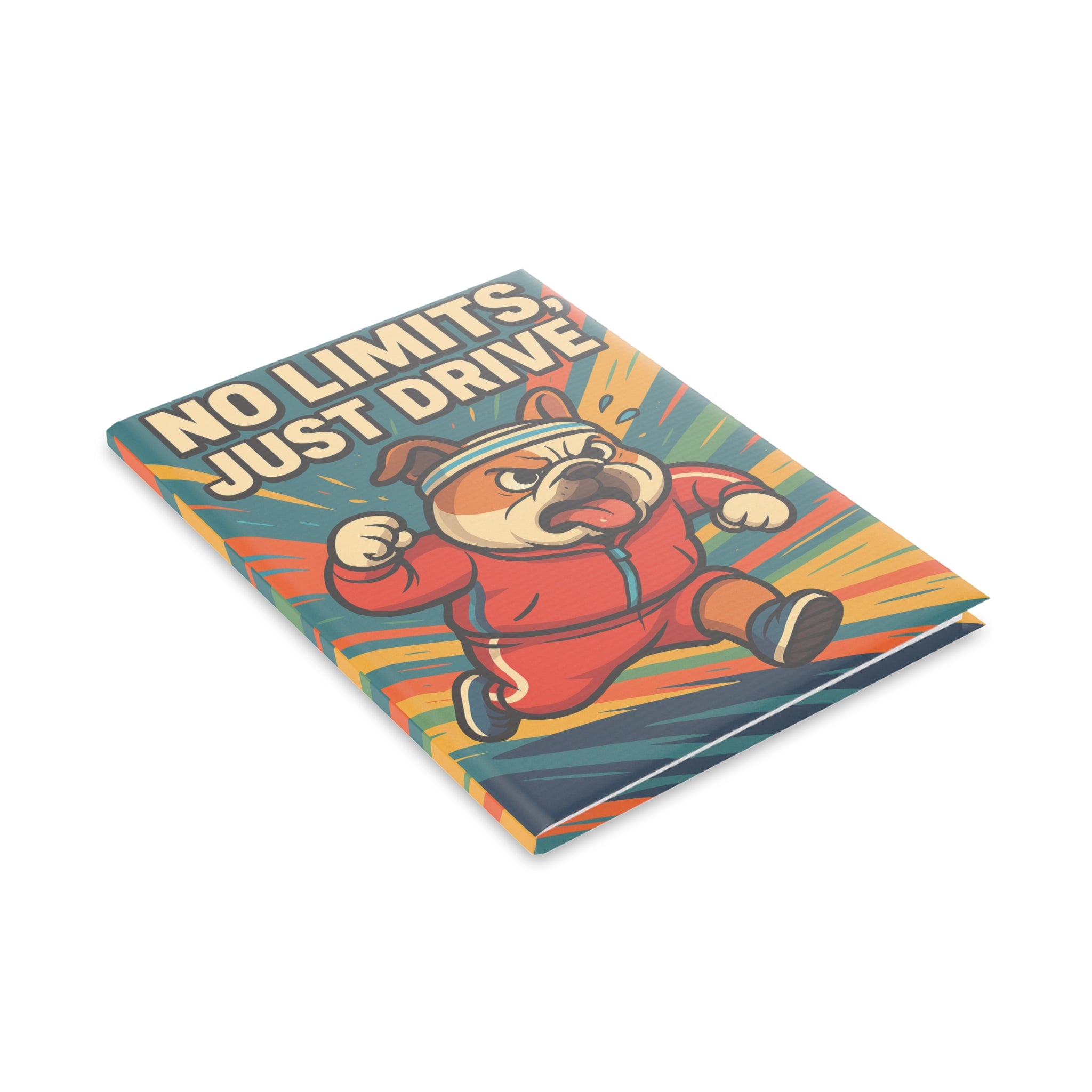 Motivational Hardcover Notebook, Fitness Journal, Workout Planner, Gift for Athletes, Dog Lover Stationery, No Limits Drive