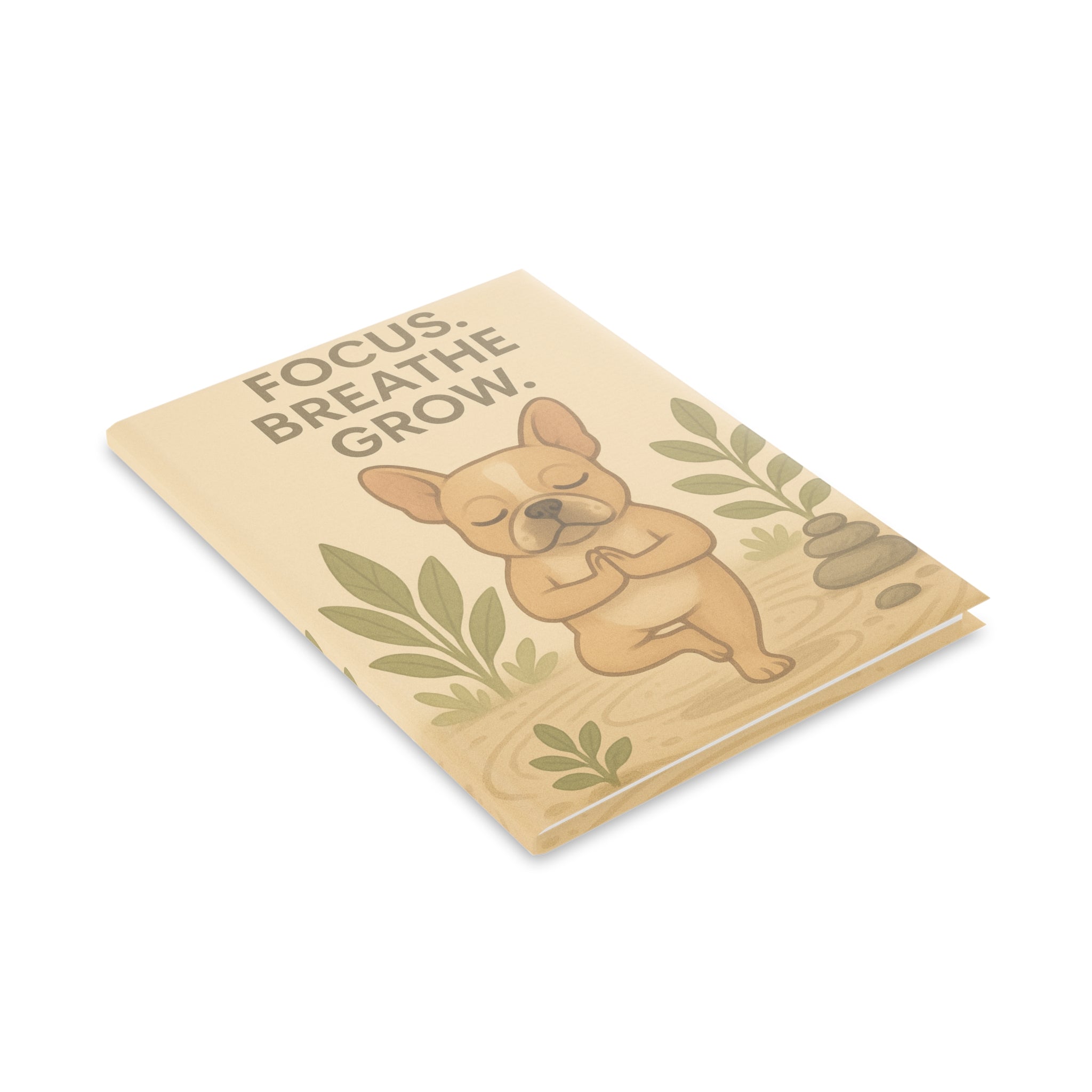 Mindfulness Hardcover Notebook, Focus Breathe Grow Journal, Cute Dog Design, Stress Relief Gift, Inspirational Stationery,Gratitude Journal